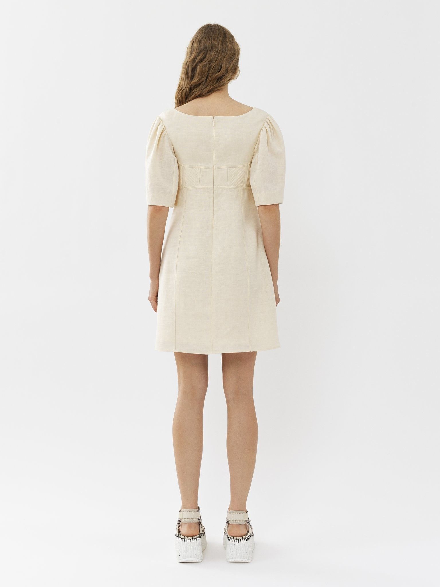 Chloe o1loc1c10425 Boat-Neck Mini Dress in Coconut Milk Size XL / US 12-14 / IT 48-50 - 3 Thumbnail