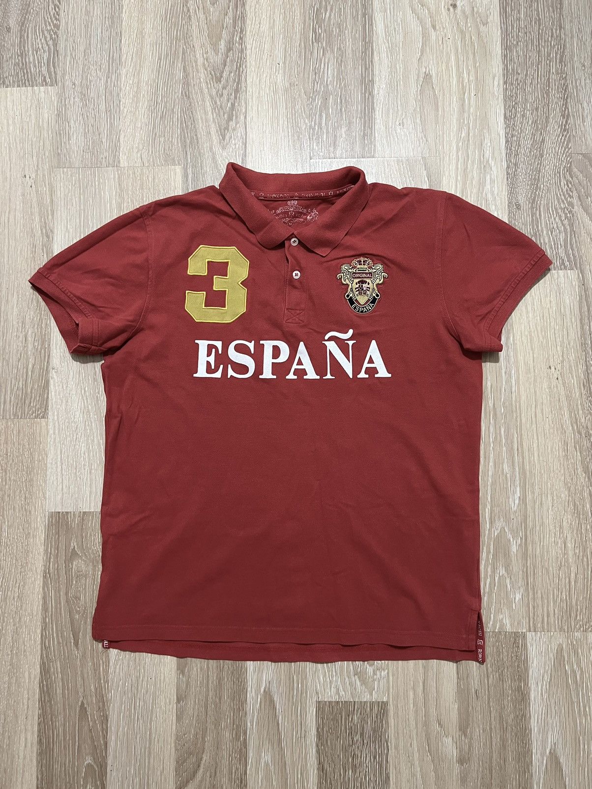 Pre-owned Polo Ralph Lauren T Style Polo Espana Spain In Red