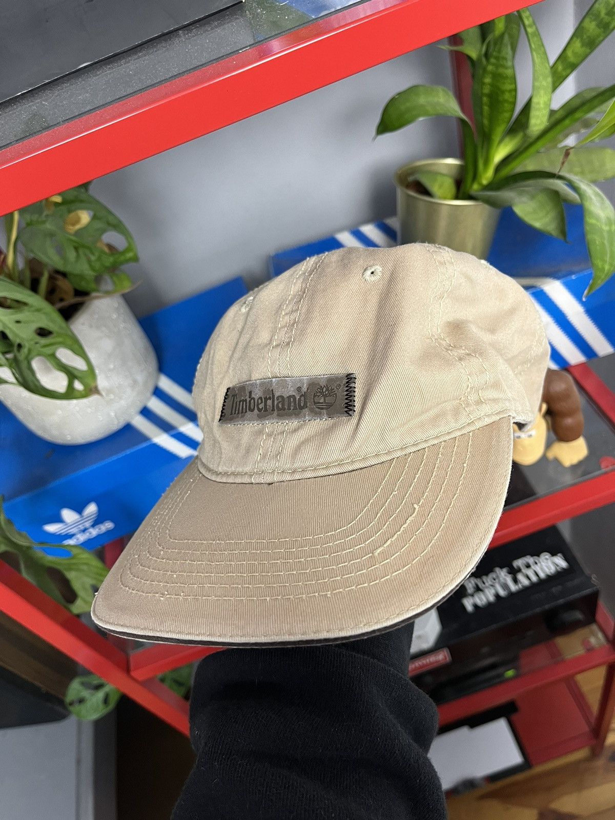 Timberland × Vintage Vintage 90s Timberland distressed leather tab logo hat Size ONE SIZE - 2 Thumbnail