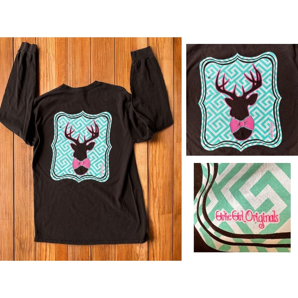 Vintage Girlie Girl Originals Long Sleeve Deer Antlers Tee Shirt Size M / US 6-8 / IT 42-44 - 2 Thumbnail