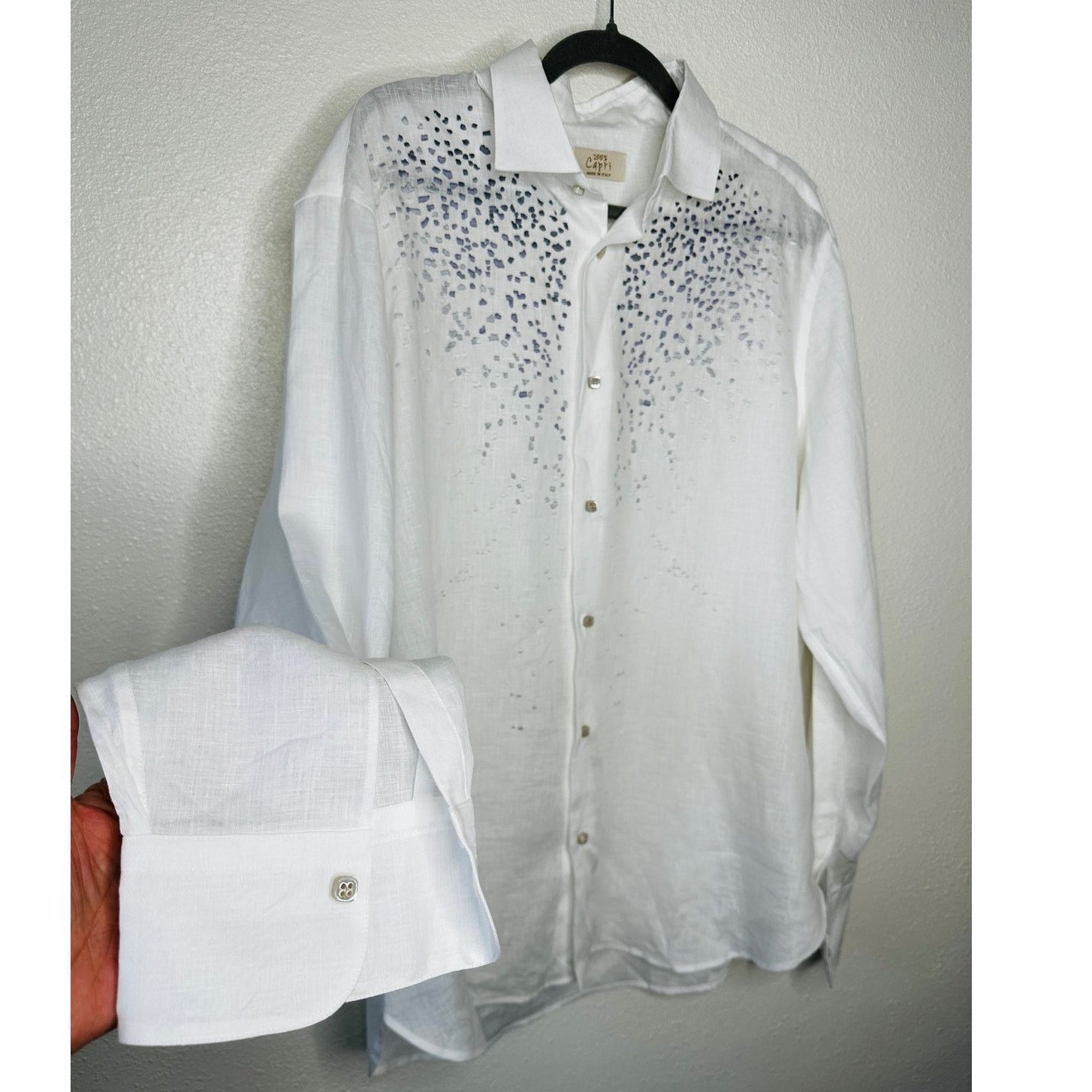 Other 100% Capri White Dust Blue Embroidered Pebble Rock Shirt XXL Size US XXL / EU 58 / 5 - 2 Thumbnail