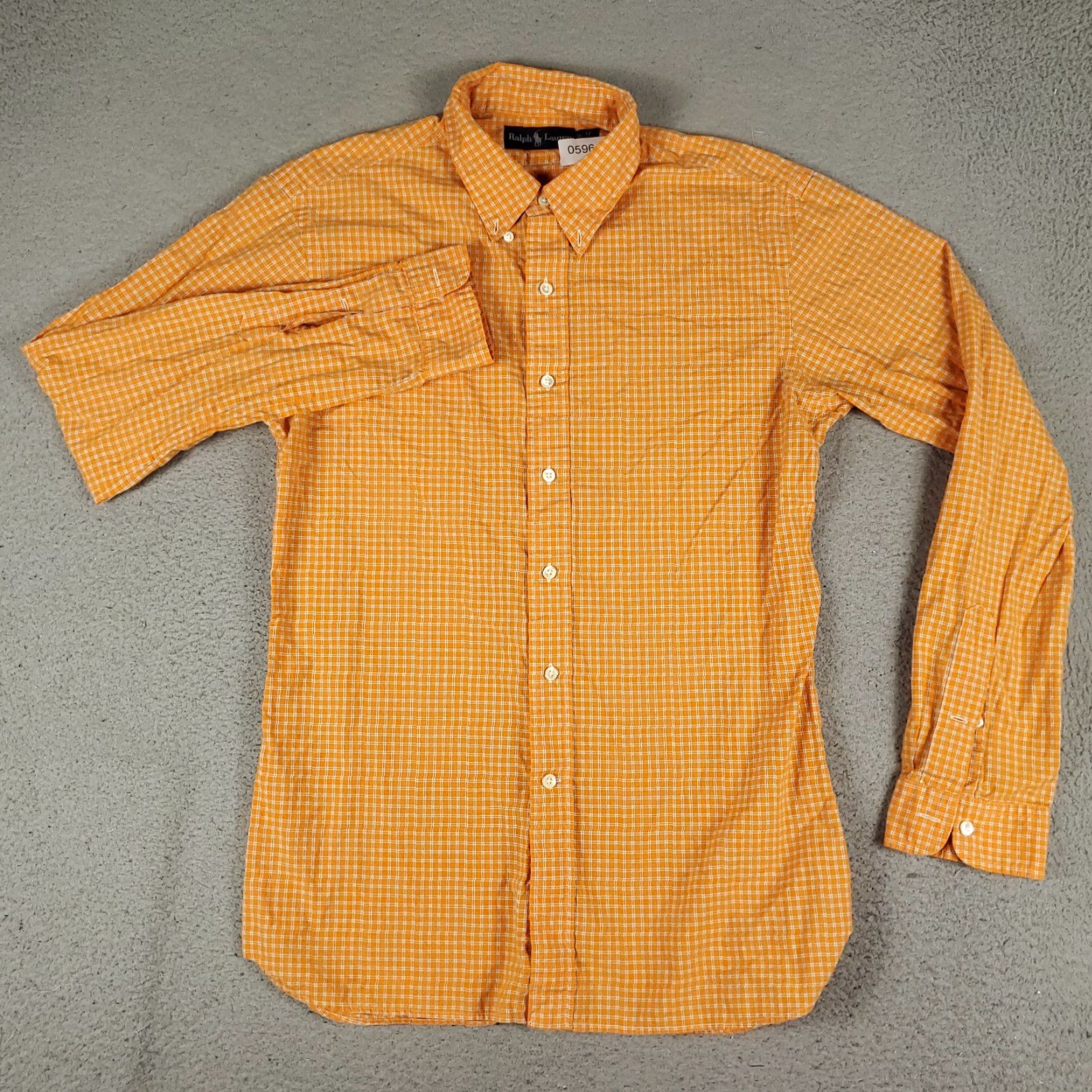 Ralph Lauren Ralph Lauren Dress Shirt Mens 17 Orange Plaid Extra Slim Fit Button-Down Long Sleeve Classic Modern Size 46R - 2 Thumbnail