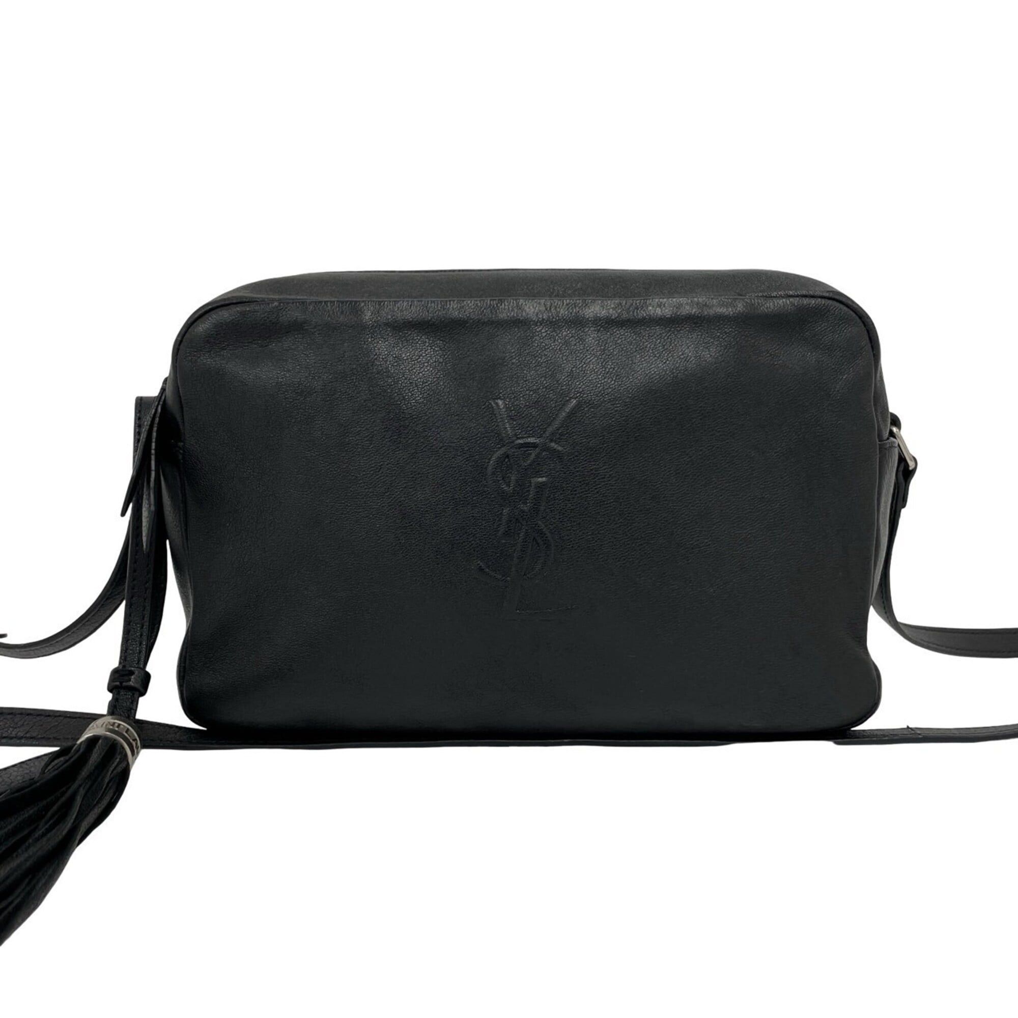 Saint Laurent Paris SAINT LAURENT Lou Camera Bag Small YSL Logo Embossed Leather Shoulder Pouch Black 172-6 Size ONE SIZE - 1 Thumbnail