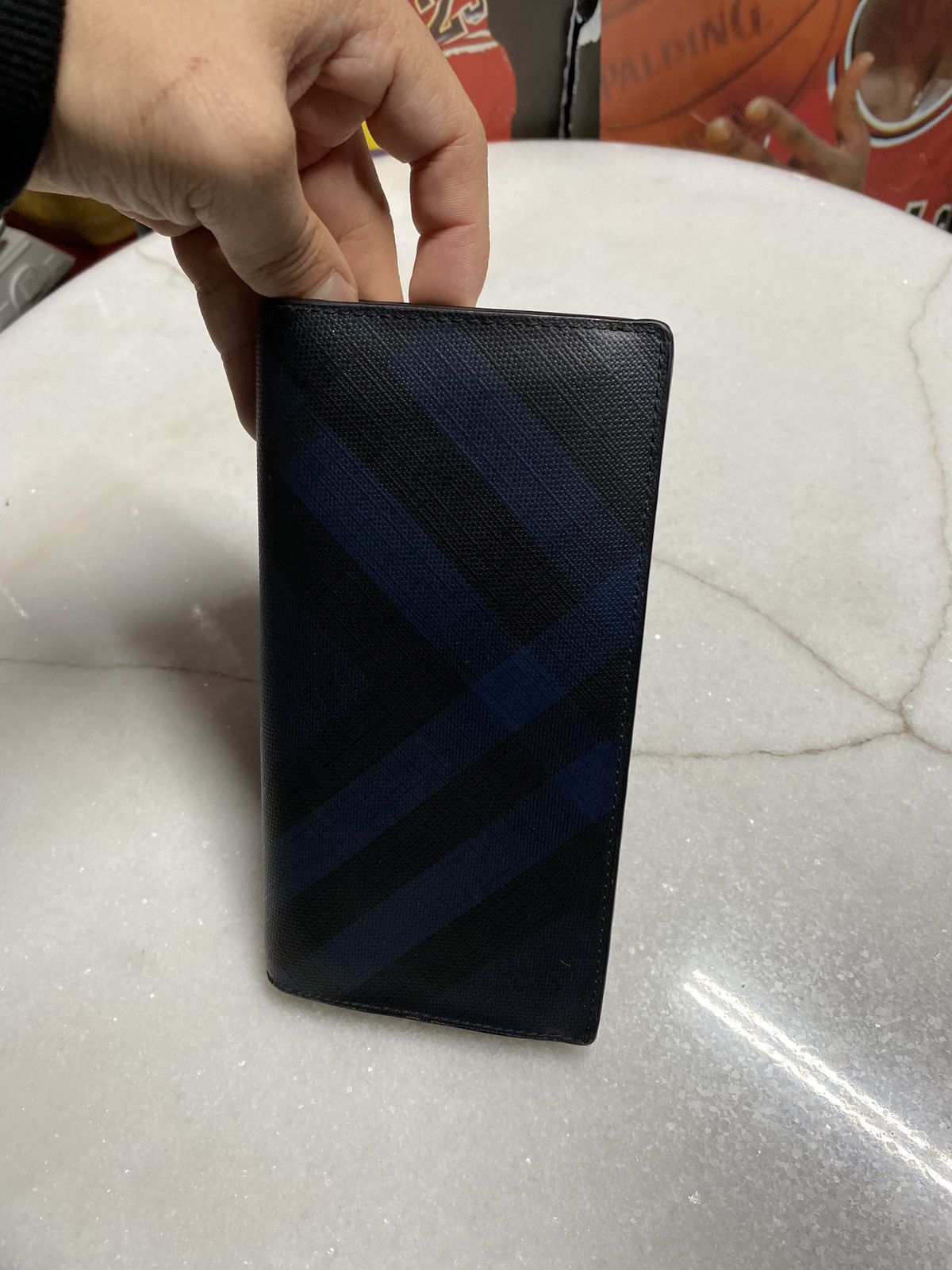 Burberry × Designer Burberry Leather Blue Plaid Long Wallet Preowned Size ONE SIZE - 1 Thumbnail