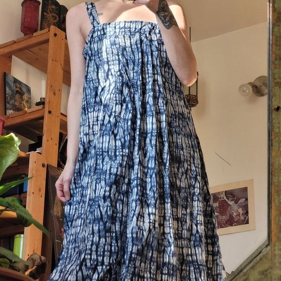 Weekend Max Mara Weekend Max Mara Blue/White Tie-dye Maxi Dress - 12 Size XL / US 12-14 / IT 48-50 - 2 Thumbnail
