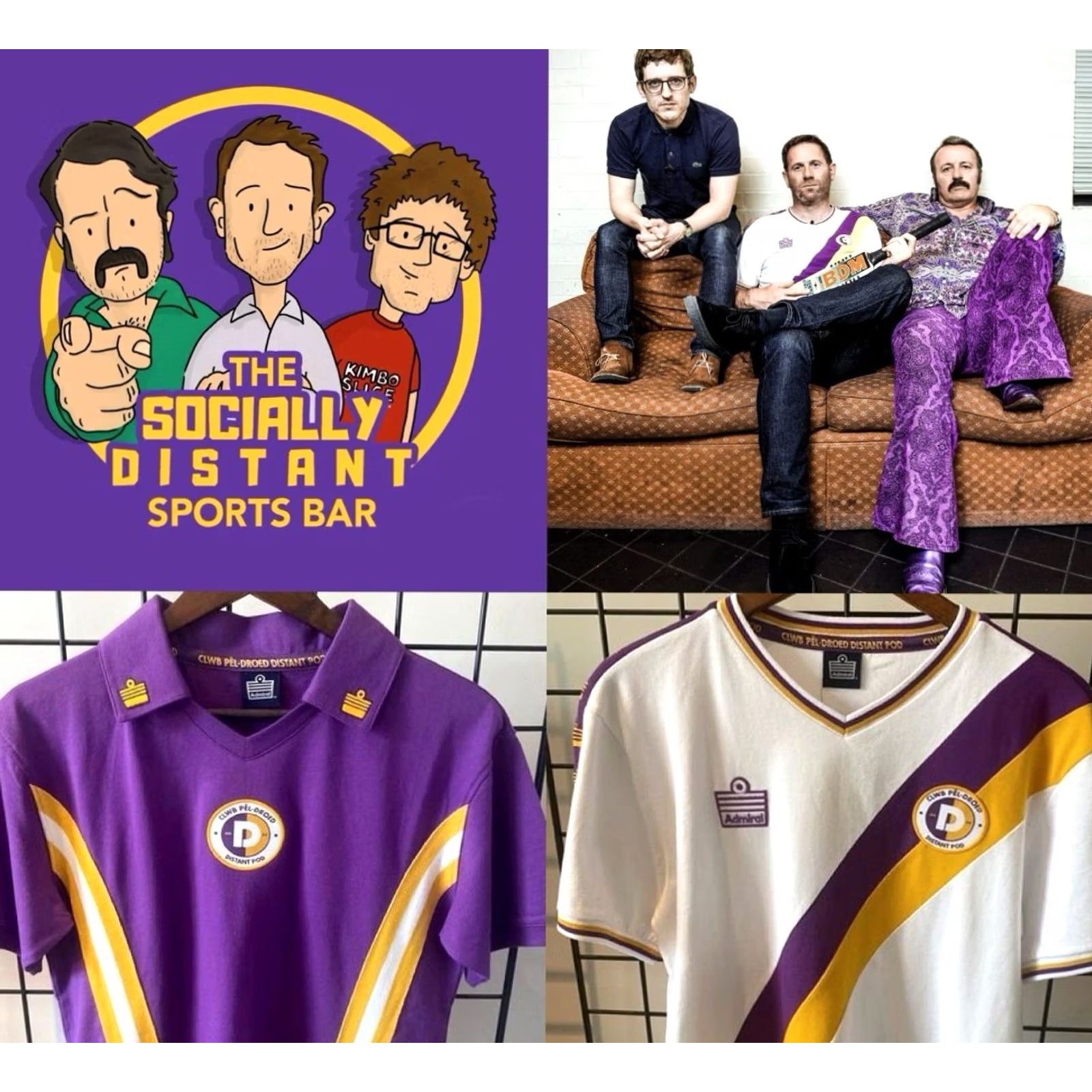 Vintage Admiral Shirt The Socially Distant Sports Bar Club Pêl-Droed Jersey Size M Mens Purple Sports Shirt Size US M / EU 48-50 / 2 - 4 Thumbnail