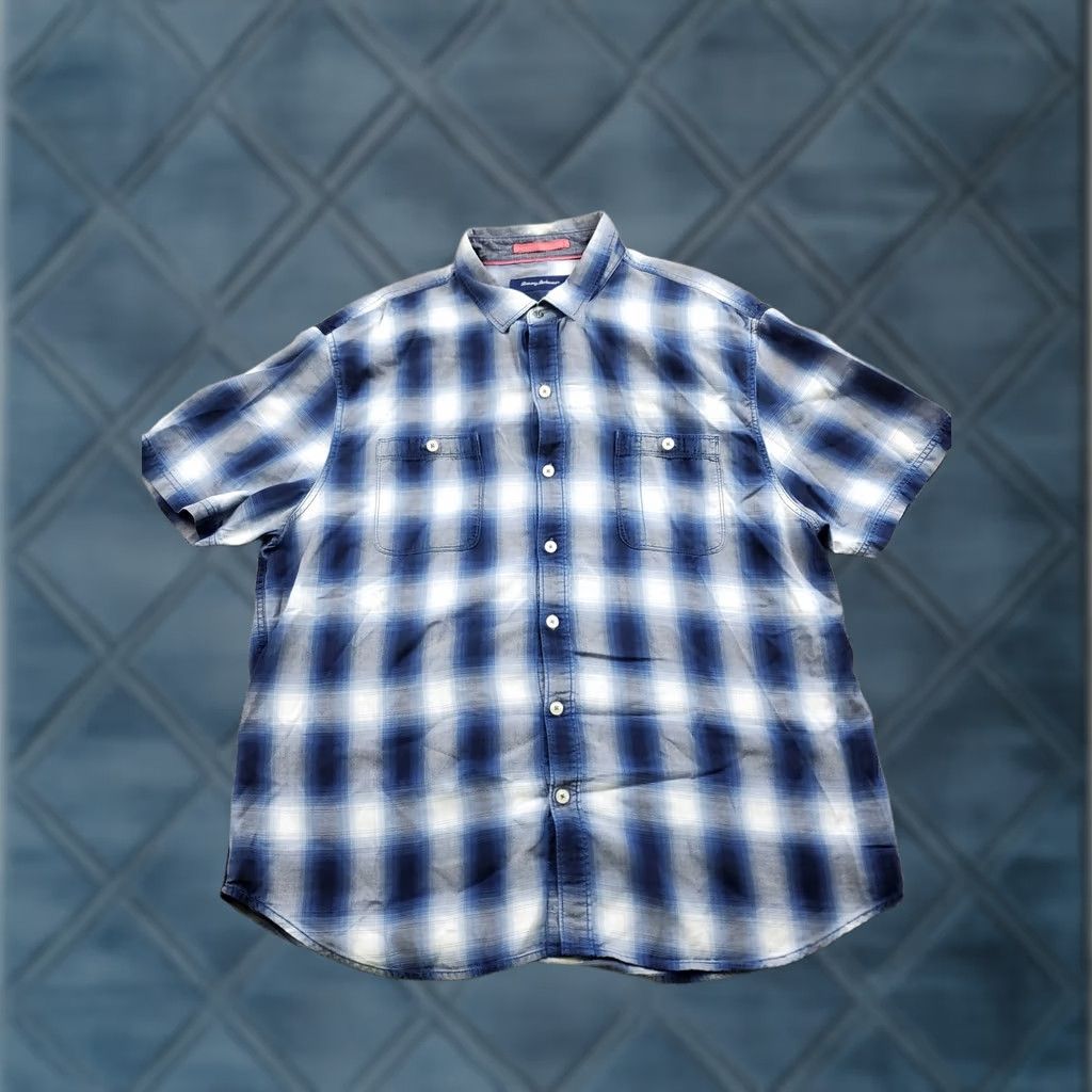 Tommy Bahama Tommy Bahama Shirt Mens 2XL Blue White Plaid Short Sleeve Button-Up Casual Shirt Size US XXL / EU 58 / 5 - 1 Thumbnail