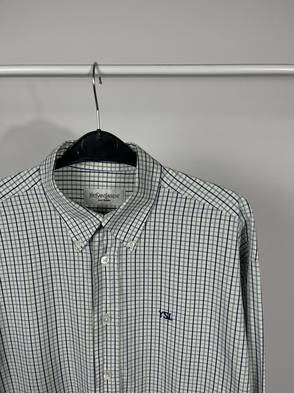 Yves Saint Laurent Vintage YSL Embroidered Logo Check Shirt Size M Size US M / EU 48-50 / 2 - 3 Thumbnail