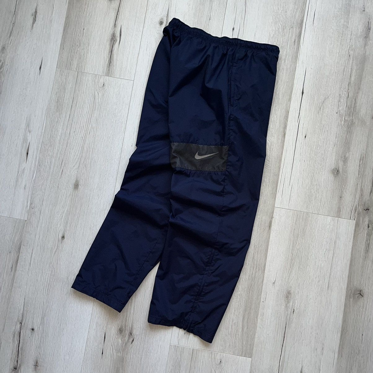 Nike × Vintage Nike Vintage 00s Wide Nylon Mesh Y2K Swoosh Track Pants Blue Size US 34 / EU 50 - 3 Thumbnail