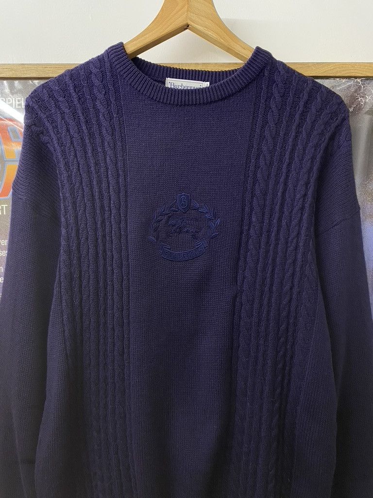 Burberry 90s Burberry Regd. Equestrain Crest Cable Knit Jumper Size US M / EU 48-50 / 2 - 2 Thumbnail