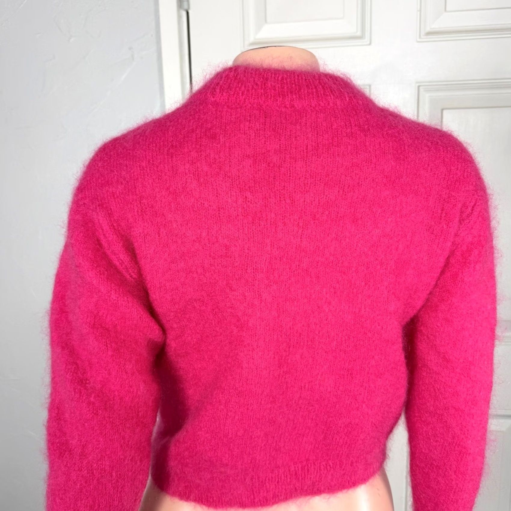 Vintage Wilfred Women's Sweater Crew Neck Knit Pink 2XS XS Mohair Fuzzy Pullover Tight-Knit Casual Winter Autumn Spring Summer Knit BRIGHT Z17 Womens Size XXS / US 00 / IT 34 - 3 Thumbnail