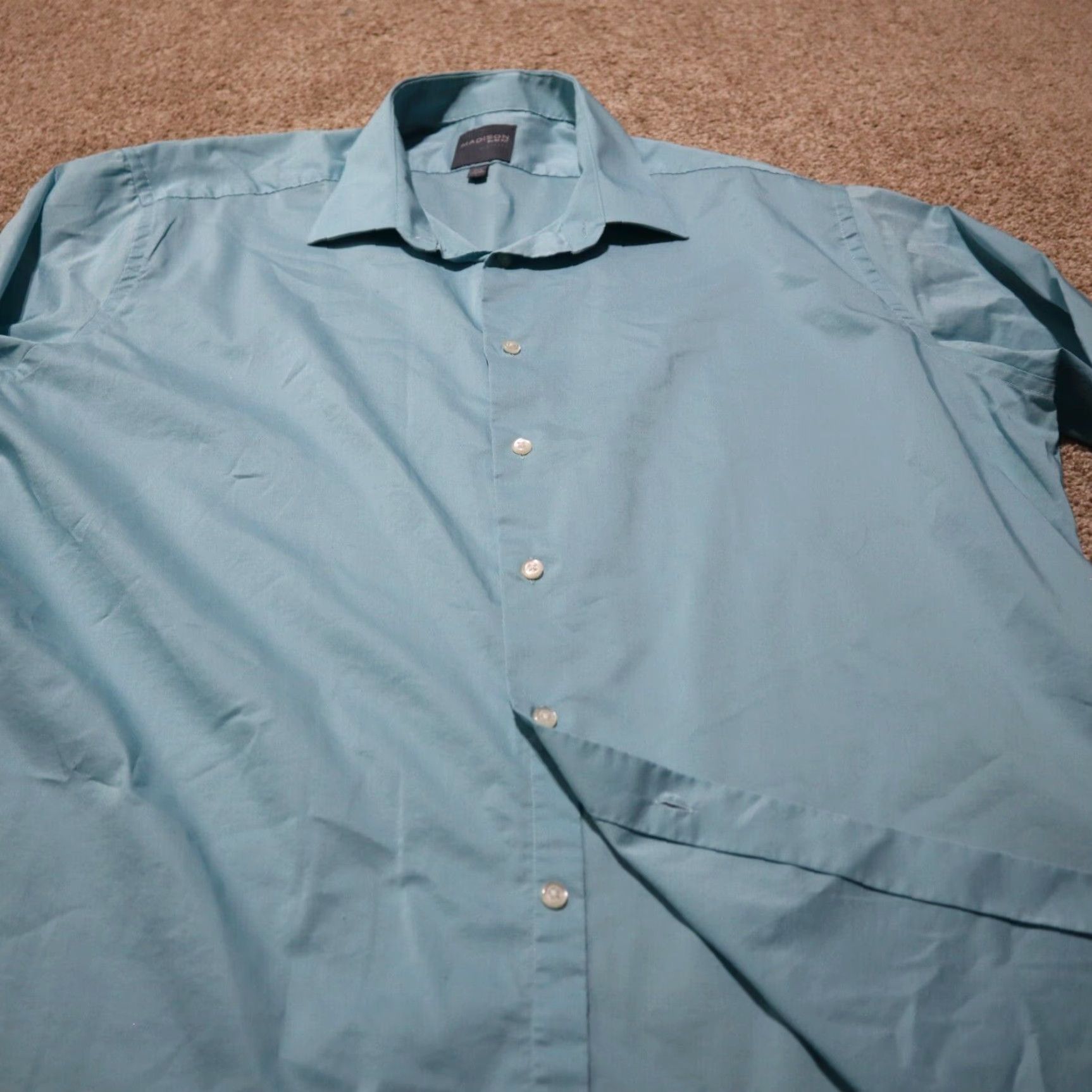 Madison Madison Dress Shirt Madison Slim Fit Button-Down Shirt Blue Adult Men 2XL 18 18.5 Cotton Regular Button Down Collar Blue Dress Shirt Mens XXL 2XL Size 48R - 3 Thumbnail