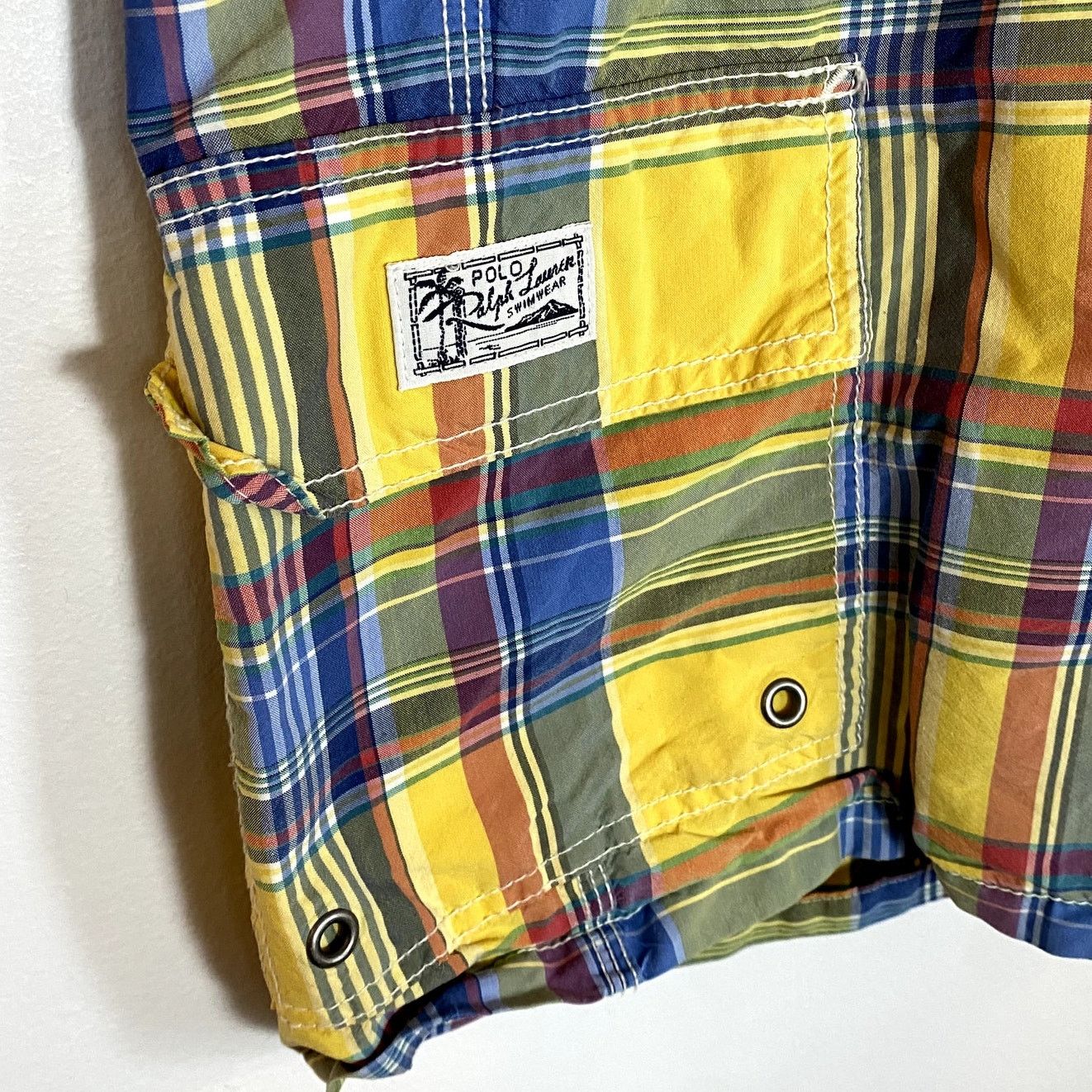 Polo Ralph Lauren × Vintage Vintage Polo Ralph Lauren Plaid Yellow Swim Trunks Size US 40 / EU 56 - 4 Thumbnail