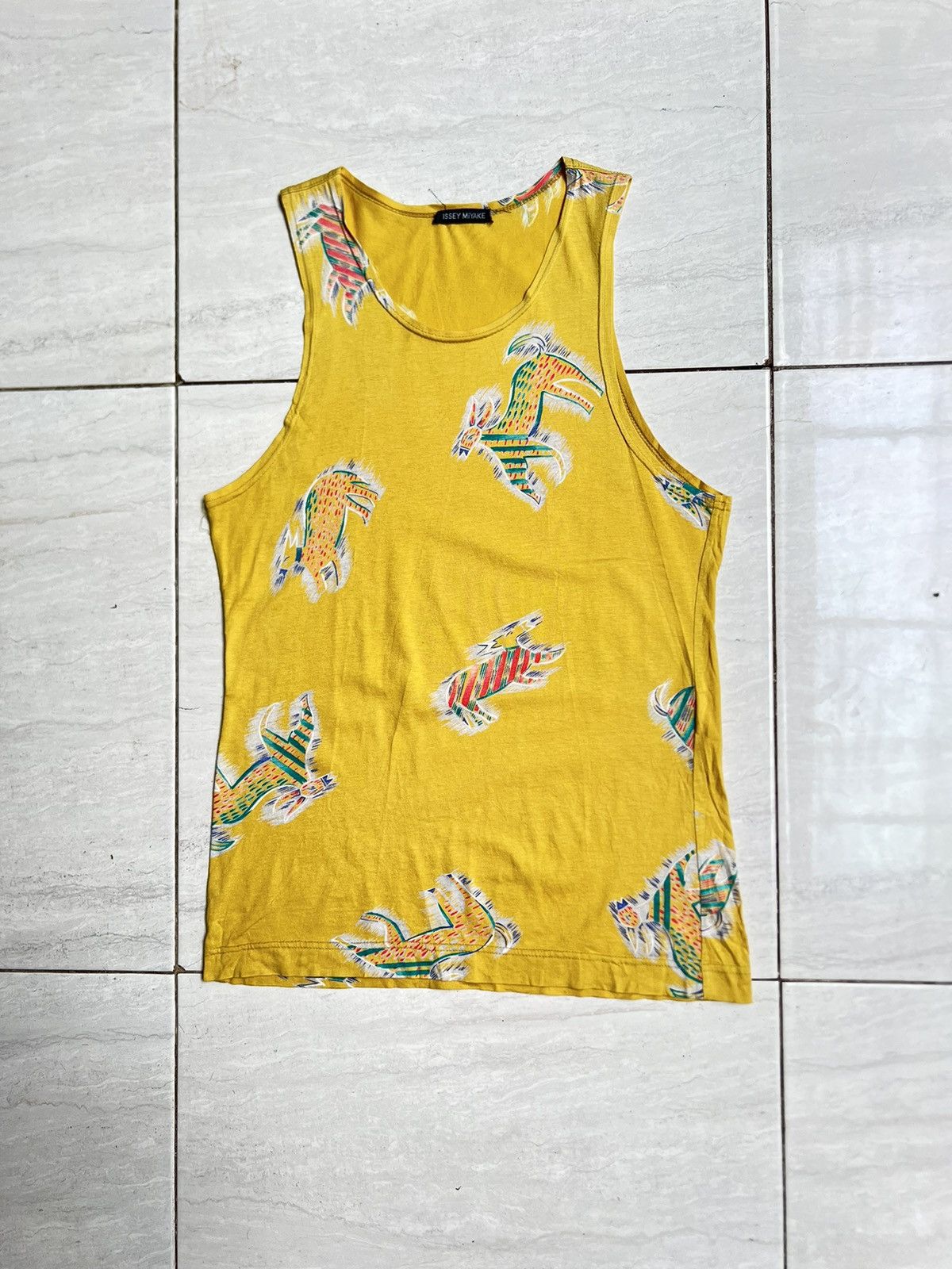 Issey Miyake ISSEY MIYAKE Yellow Tank Top Animal Print Size US XS / EU 42 / 0 - 6 Thumbnail