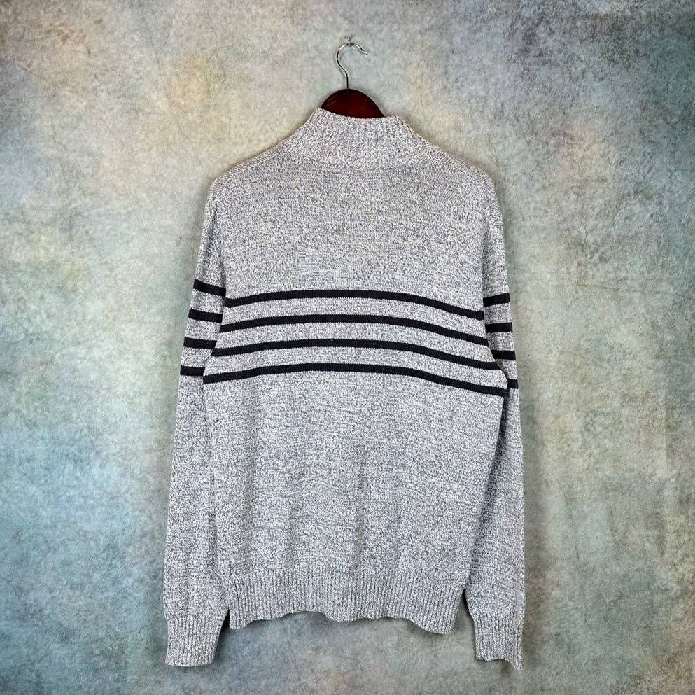 Urban Pipeline × Vintage Vintage 90s Knit Striped Sweater Gray Sz M Striped Collared Size US M / EU 48-50 / 2 - 4 Thumbnail