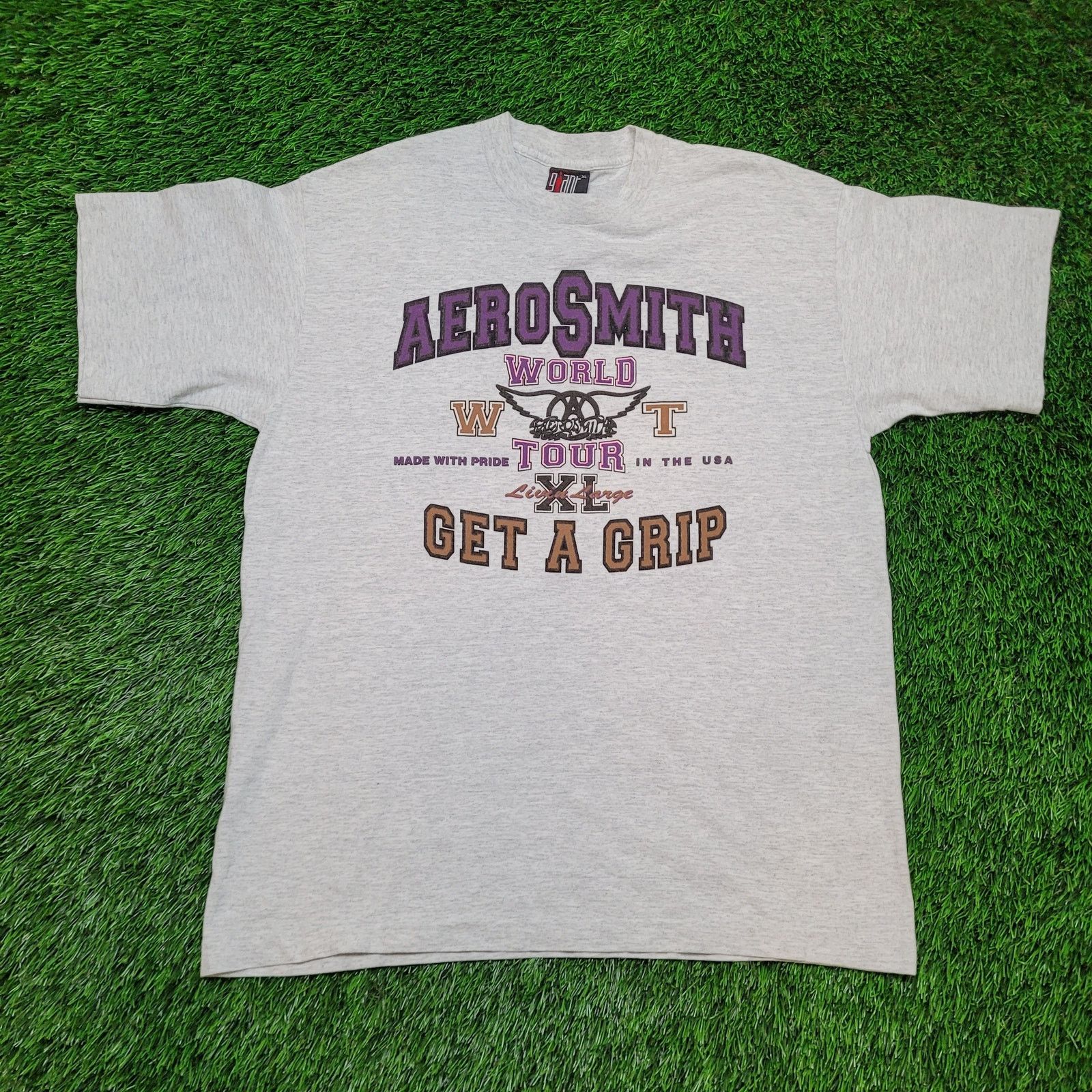 Giant Vintage 93 Aerosmith Tour T-Shirt L Single Stitch Signed USA Size US L / EU 52-54 / 3 - 1 Thumbnail