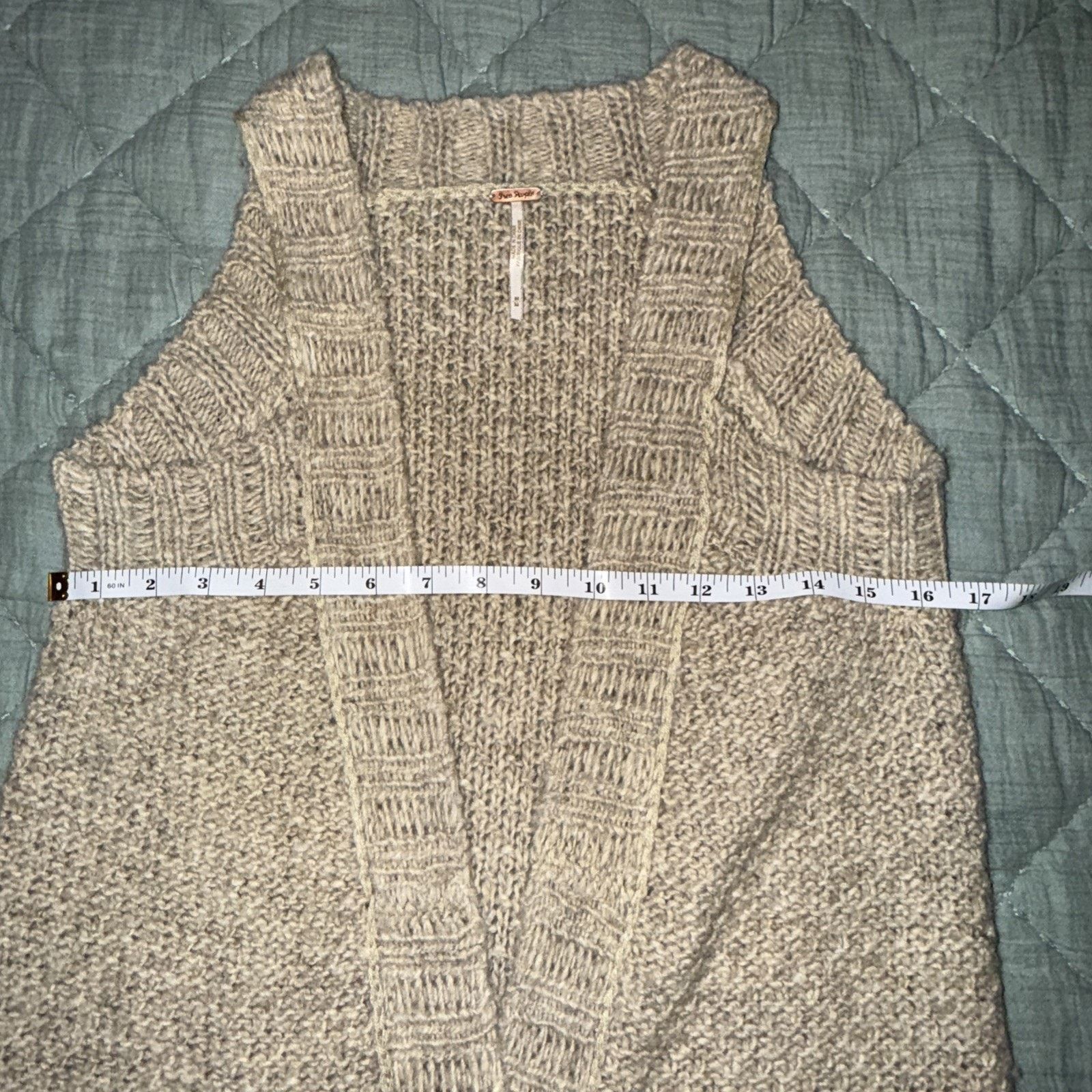 Free People Free People Napoli Knit Beige Long Duster Cardigan Vest Sz M Size M / US 6-8 / IT 42-44 - 7 Thumbnail