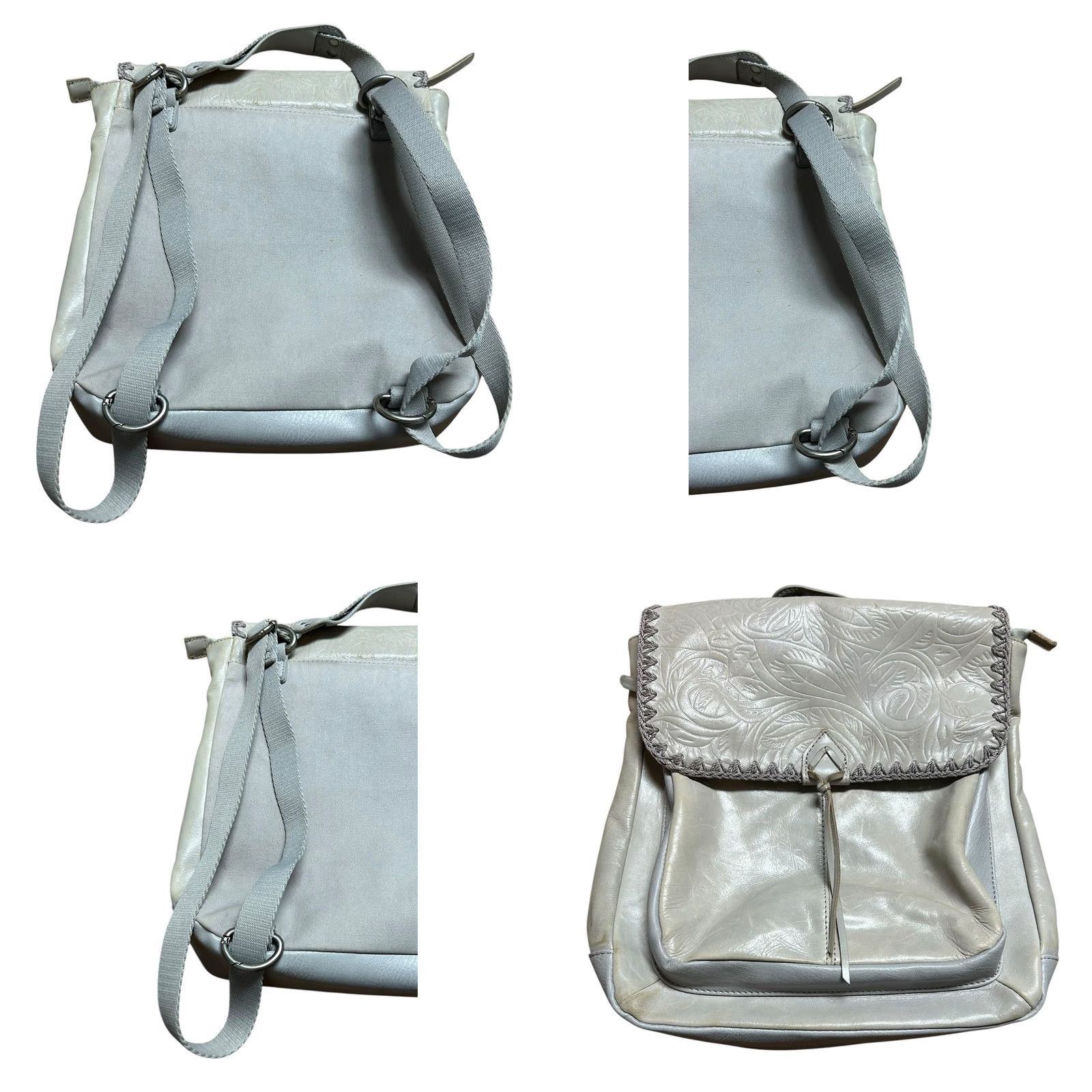 The Sak VINTAGE The Sak Ventura Backpack Purse Messenger Bag Gray Distressed Embossed Women's Size ONE SIZE - 10 Thumbnail