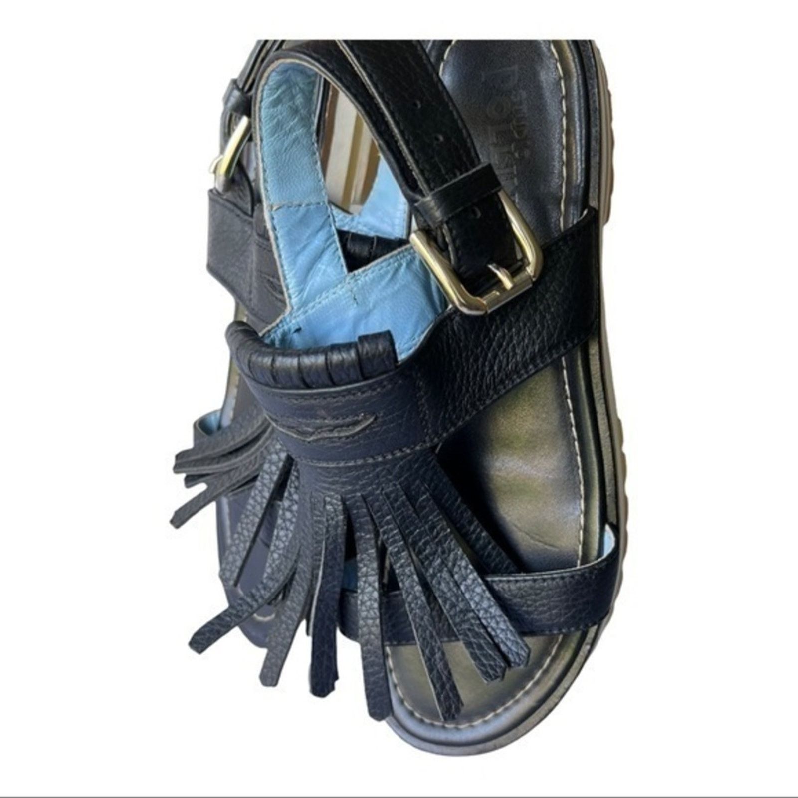 Pollini Studio Pollini Black Platform Leather Sandals Fringe Size 37 Size US 7 / IT 37 - 6 Thumbnail
