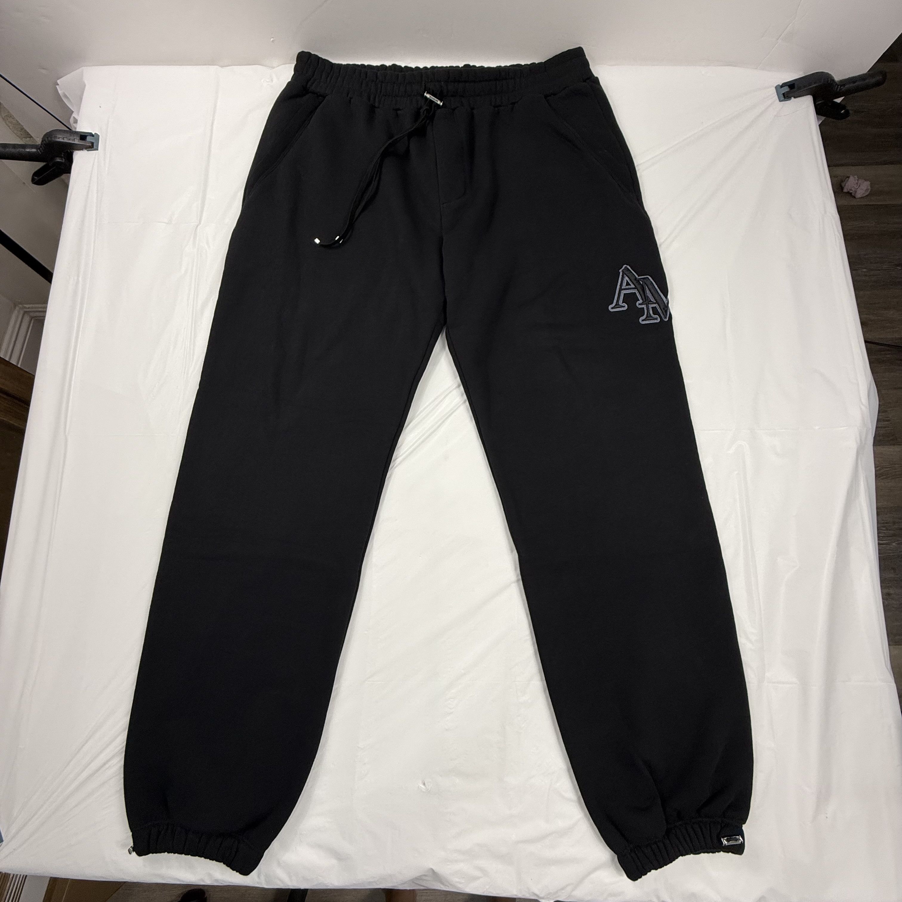 Amiri AMIRI Mens Black Chenille Logo Applique Sweatpants Size XL Size US 38 / EU 54 - 2 Thumbnail