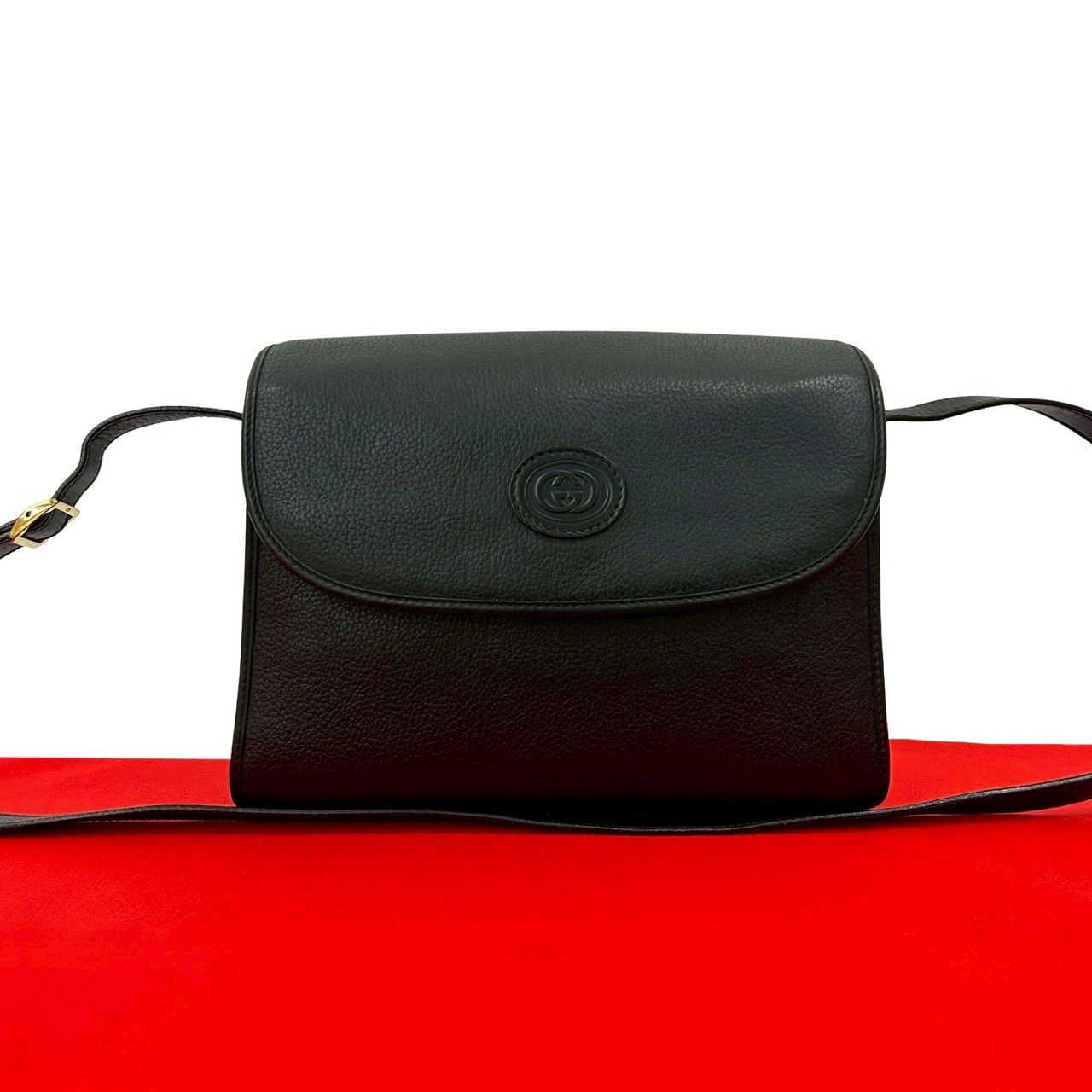 Gucci Gucci Old Gucci GG Logo Leather Shoulder Bag Leather Shoulder Bag Duty Free For Usa in Black, Women's