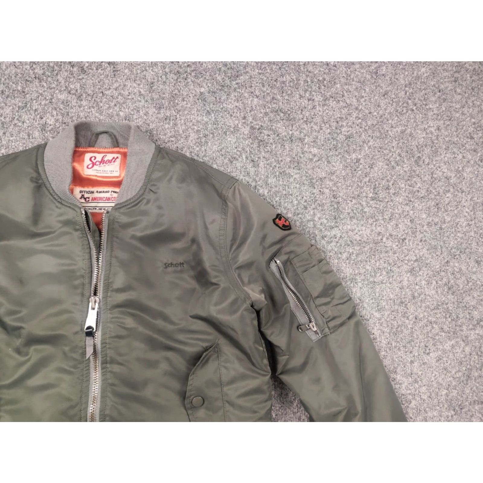 Schott VINTAGE SCHOTT NYC American College Bomber Jacket Military Green Men? Women? (Adapted: Since department is Women, treat as Women) Size L / US 10 / IT 46 - 4 Thumbnail