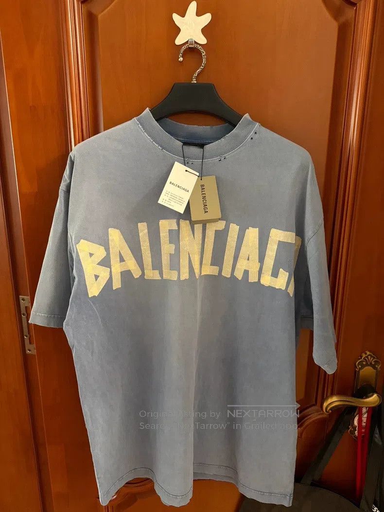 Balenciaga Balenciaga Haze Blue Tape Short Sleeve Size US L / EU 52-54 / 3 - 1 Thumbnail