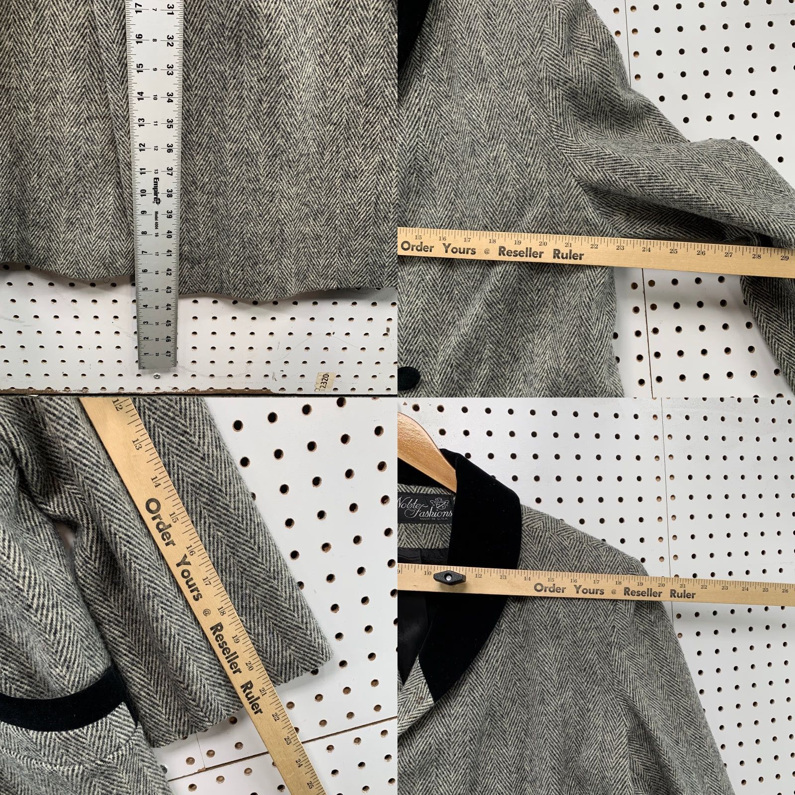Vintage Noble Fashions Wool Tweed Overcoat Womens XL Gray Herringbone Made USA, Long Coat, Button, Outer Shell: Wool, Vintage, Fall Winter, Women, Coat Size XL / US 12-14 / IT 48-50 - 9 Thumbnail