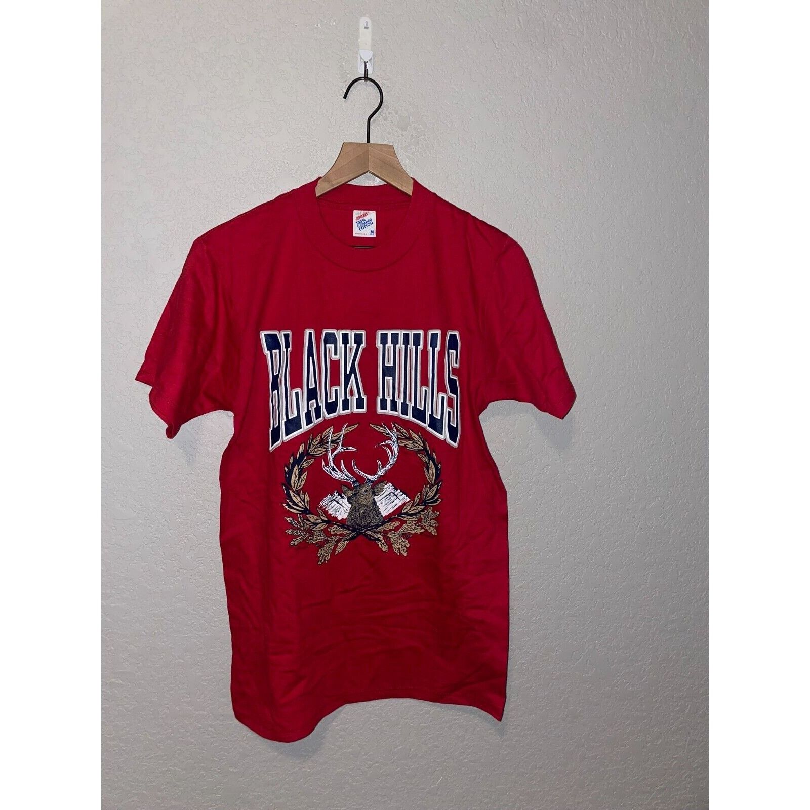 Jerzees Vintage Black Hills Shirt South Dakota Elk Red VTG 90s Tee M Size US M / EU 48-50 / 2 - 2 Thumbnail