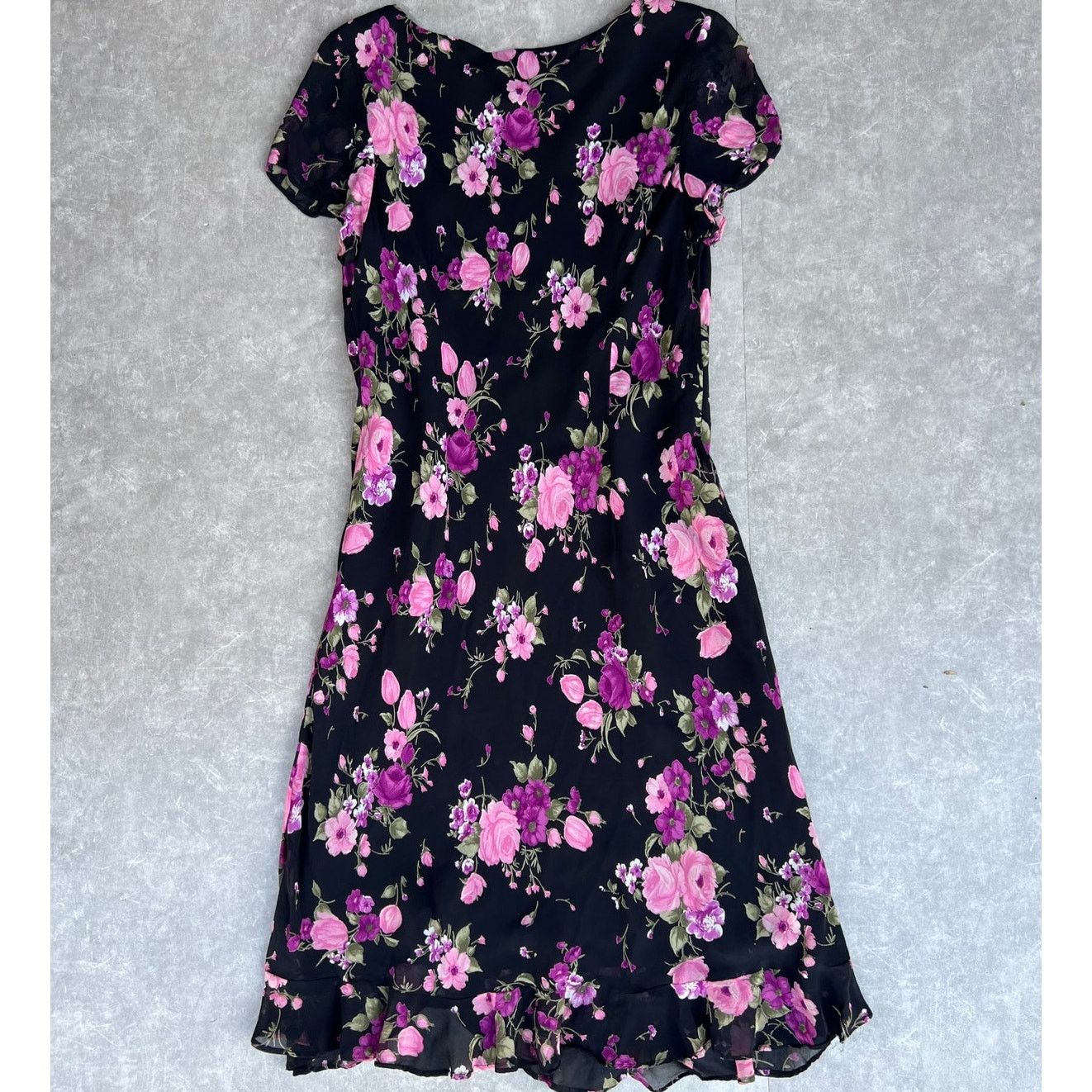 Other 90s Vintage Jessica Howard Maxi Black Floral Dress -16 Size XL / US 12-14 / IT 48-50 - 2 Thumbnail