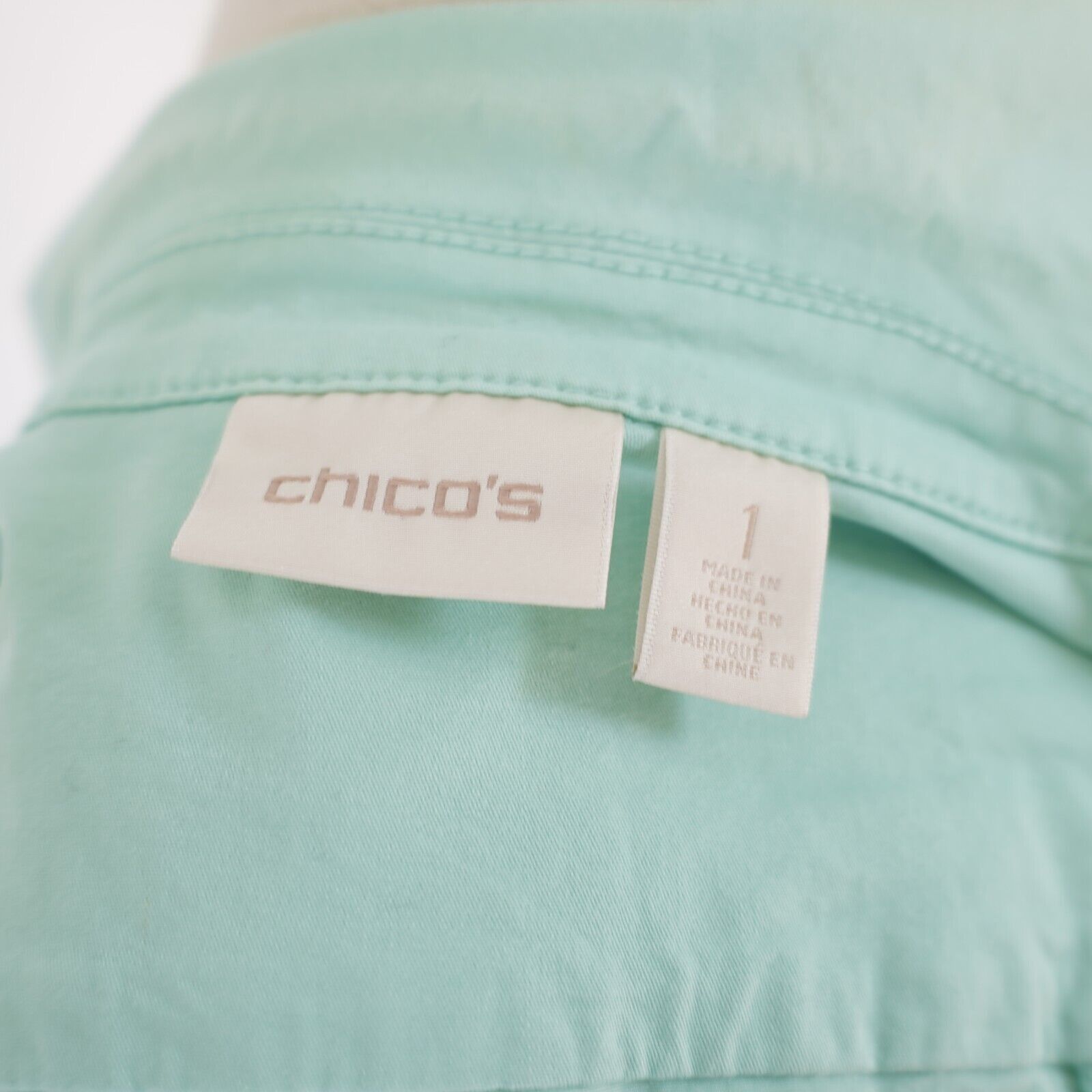 Chicos Chico's Size 1 Seafoam Green Full Zip Collared Jacket Waist Size XS / US 0-2 / IT 36-38 - 8 Thumbnail