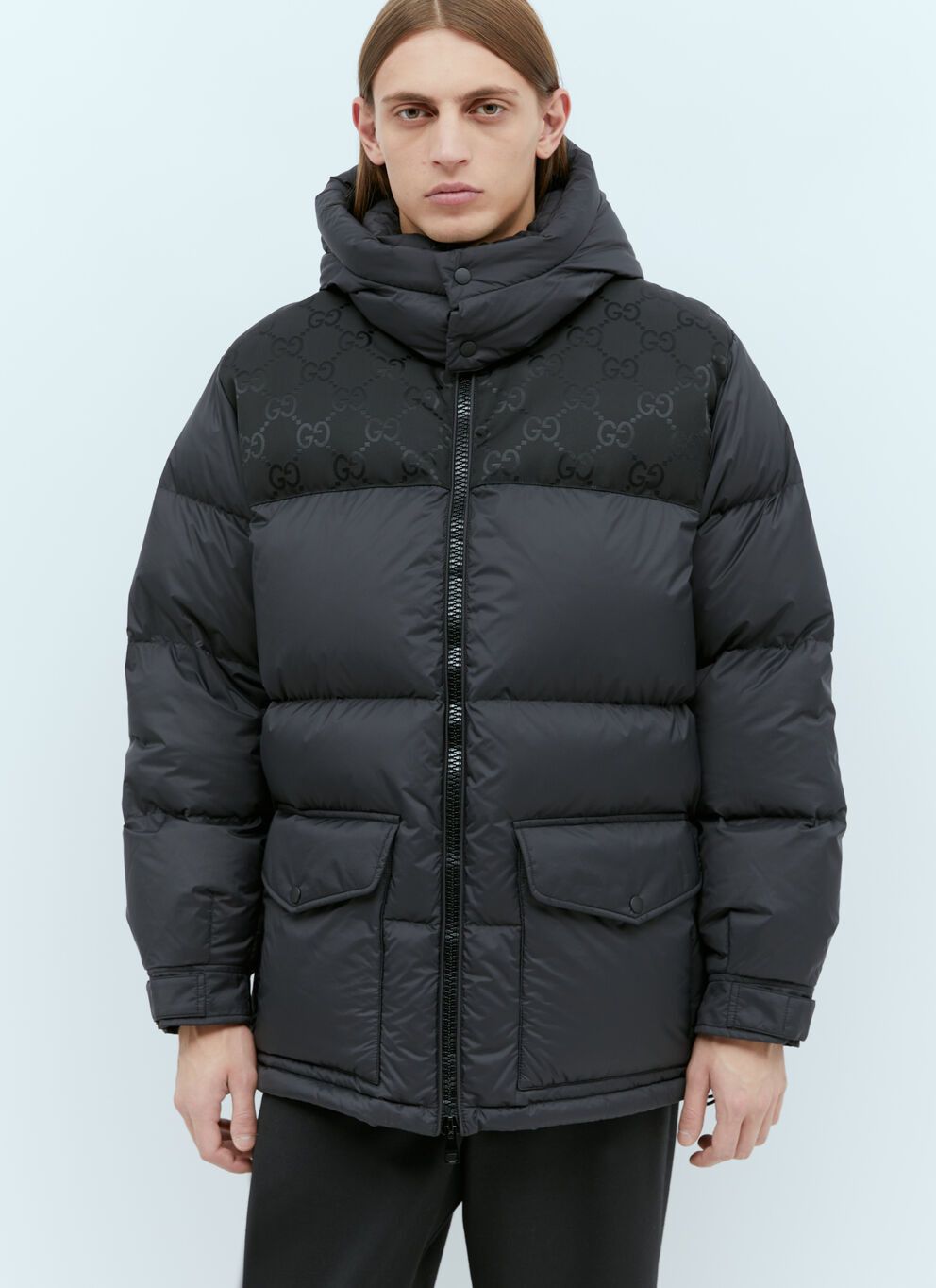 image of Gucci Gg Inserts Down Jacket in Black, Men's (Size 2XL)