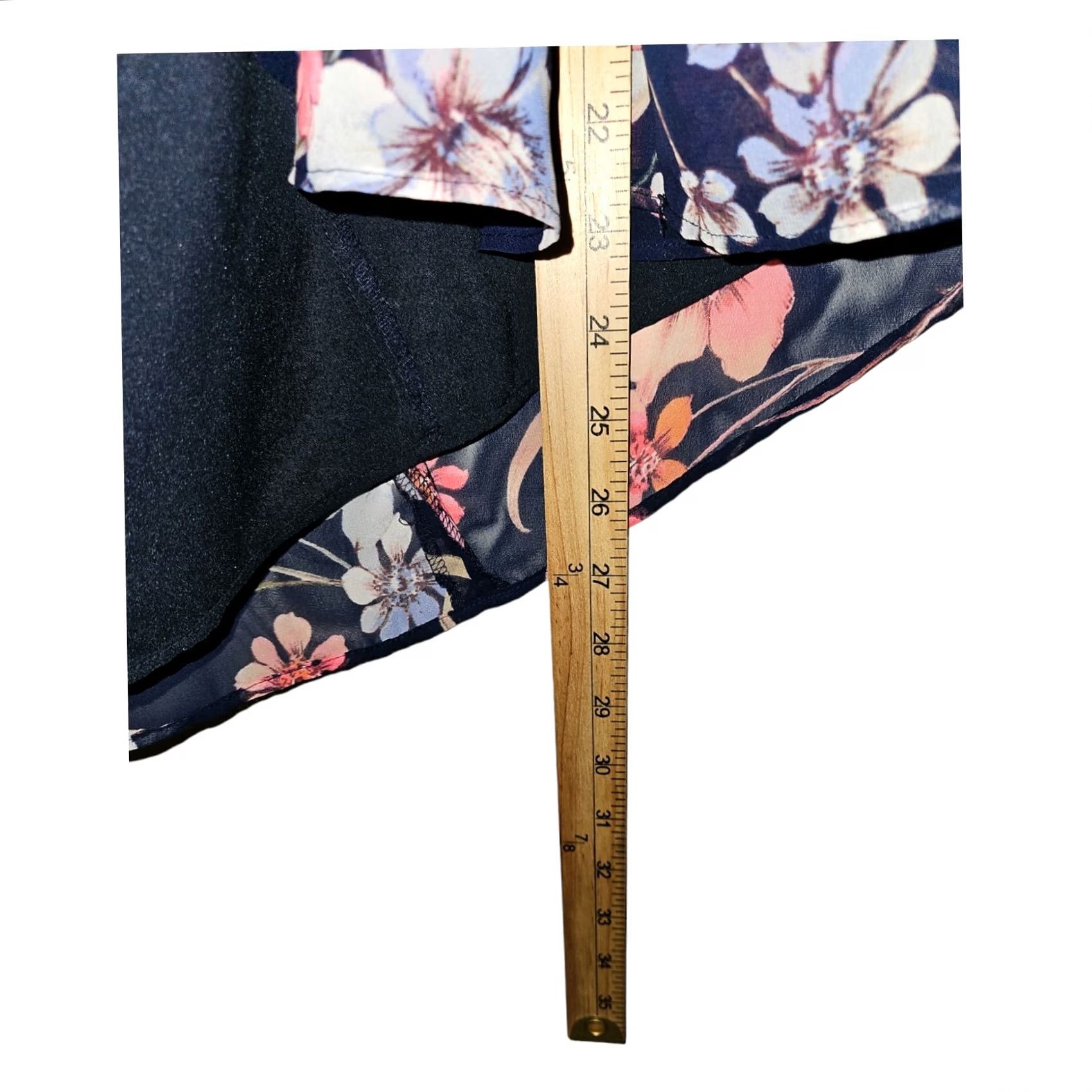 Vintage Eliza J Dress Women's 6 Maxi Hi-Low Floral V-Neck Zip Blue Size M / US 6-8 / IT 42-44 - 5 Thumbnail
