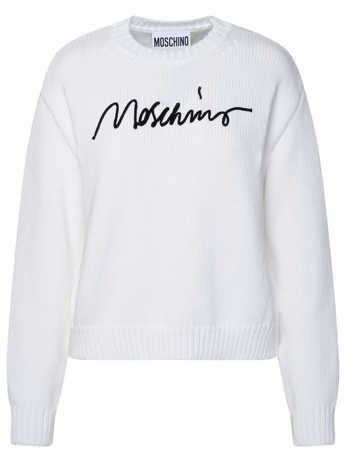image of Moschino White Cotton Blend Sweater, Women's (Size Medium)
