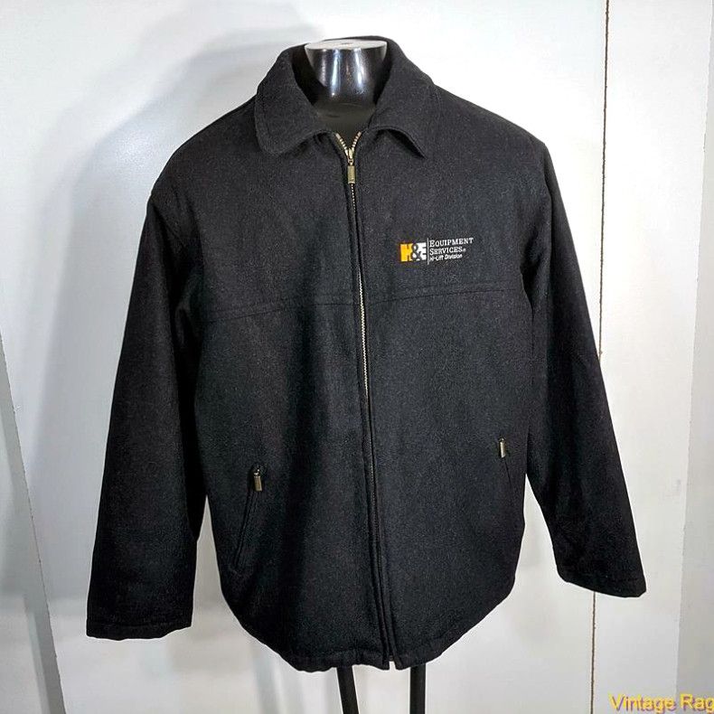 image of North End Wool Jacket Mens Size XL Black Insulated Zippered Equipment Services in White