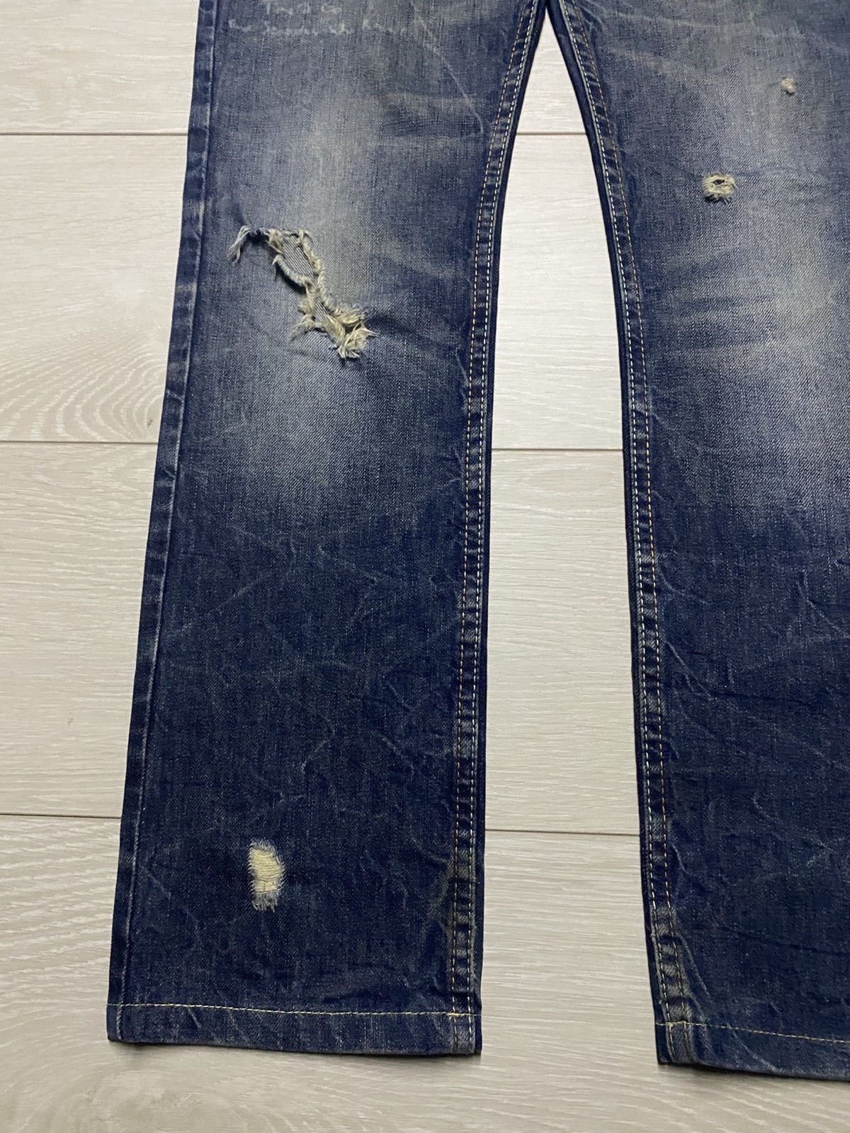 Rhude × Zara Vintage Zara Denim Distressed Straight Fit Jeans Size US 29 - 9 Thumbnail
