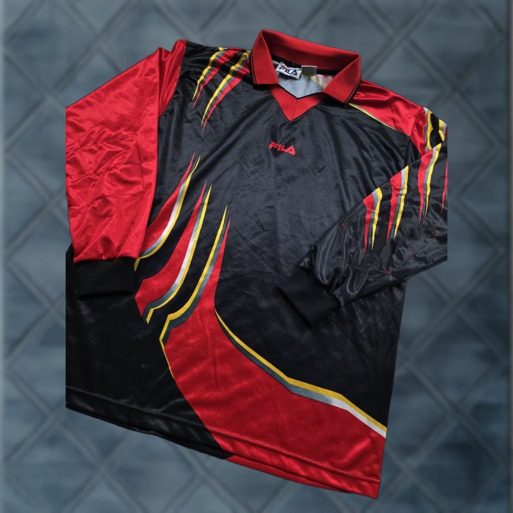 Fila VINTAGE FILA Soccer Jersey Shirt Mens M Red Italy 90s Graphic Print Polo Short Sleeve Pullover Made 100% Polyester Breathing Lightweight Durable Size US M / EU 48-50 / 2 - 1 Thumbnail