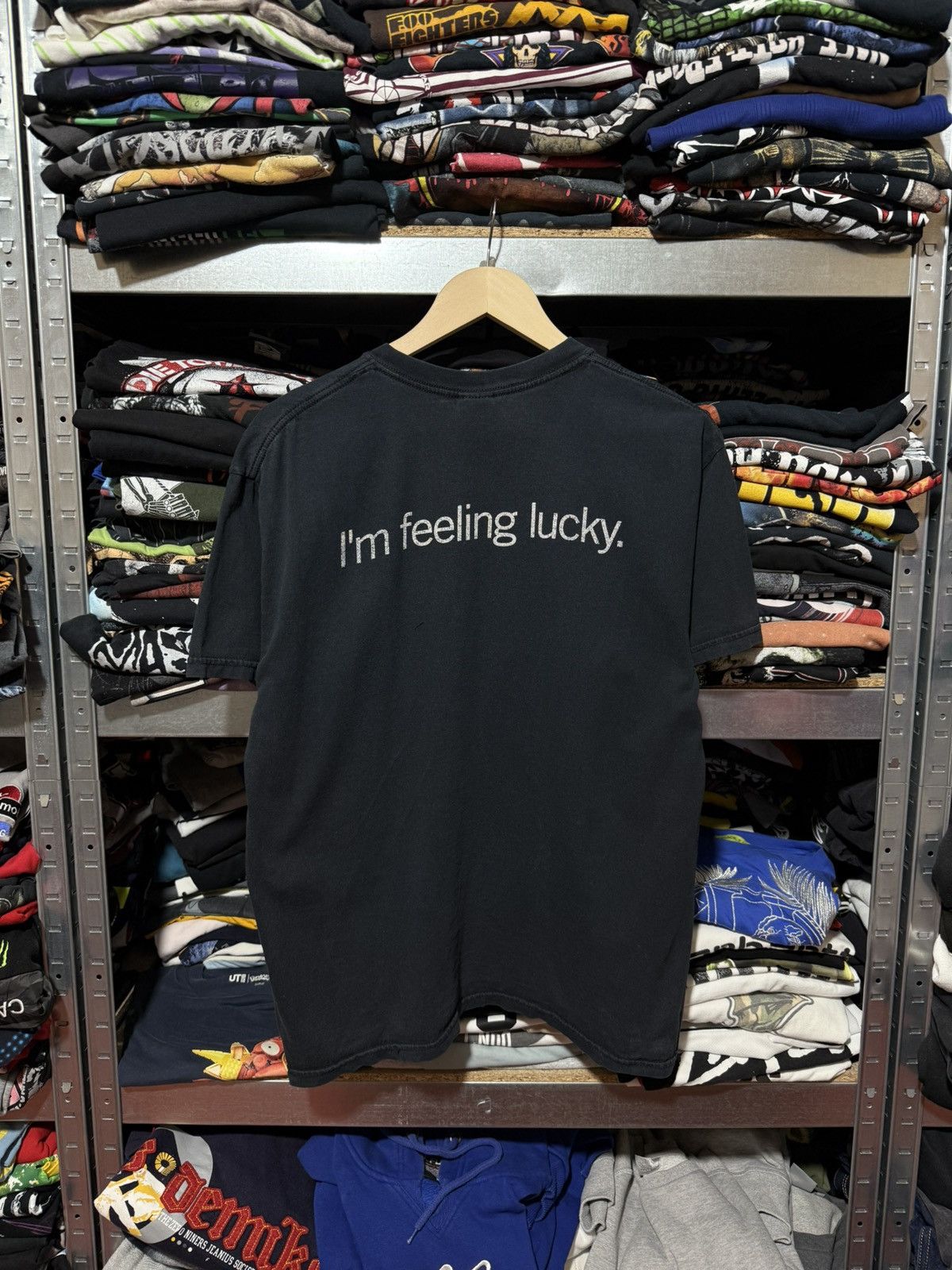 Vintage Vintage 2000s Google I'm Feeling Lucky Black T-shirt Size US L / EU 52-54 / 3 - 2 Thumbnail