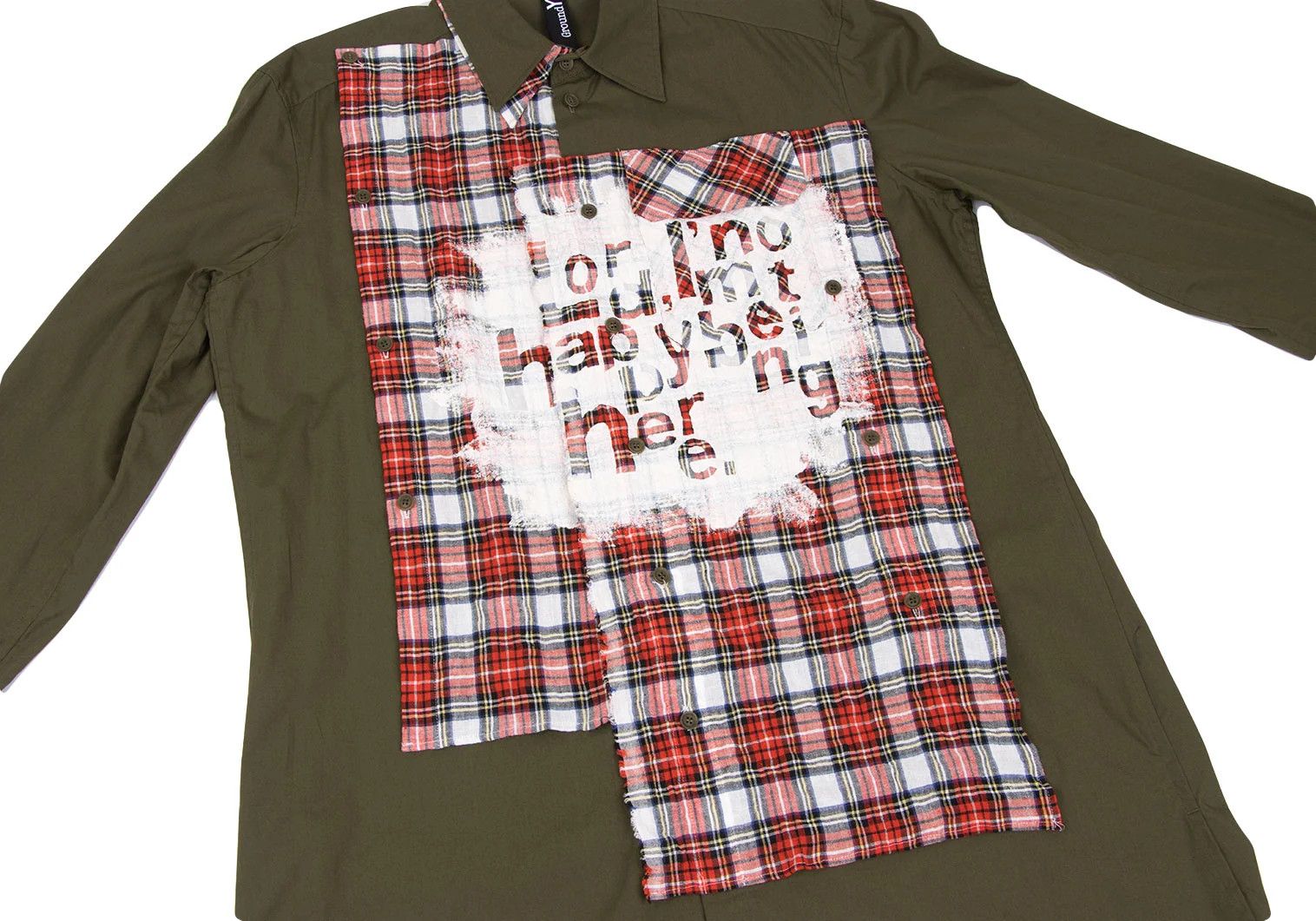 Yohji Yamamoto Tartan Check Pigment Print Detachable Long Shirt Khaki Size US M / EU 48-50 / 2 - 6 Thumbnail
