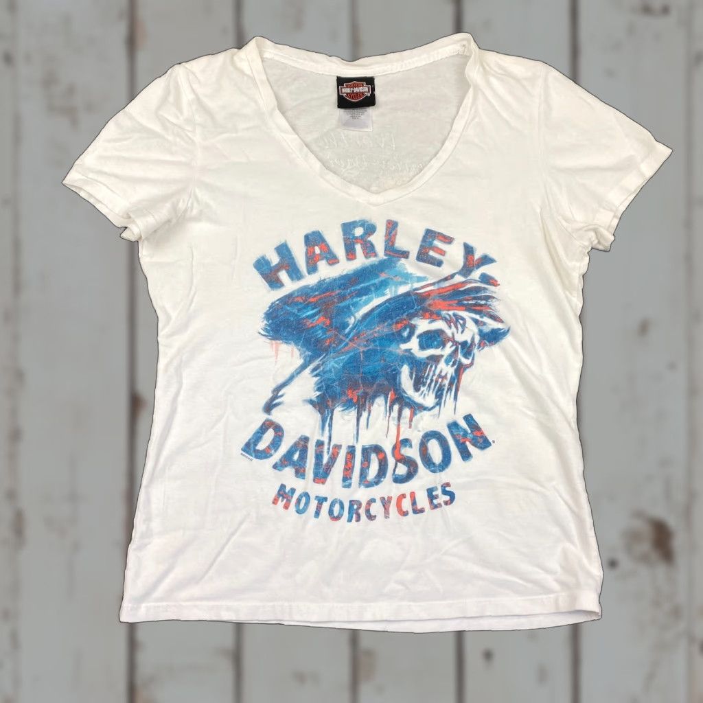 Harley Davidson VINTAGE Harley-Davidson T-Shirt Eagle Skull White XL Womens Size XL / US 12-14 / IT 48-50 - 1 Thumbnail