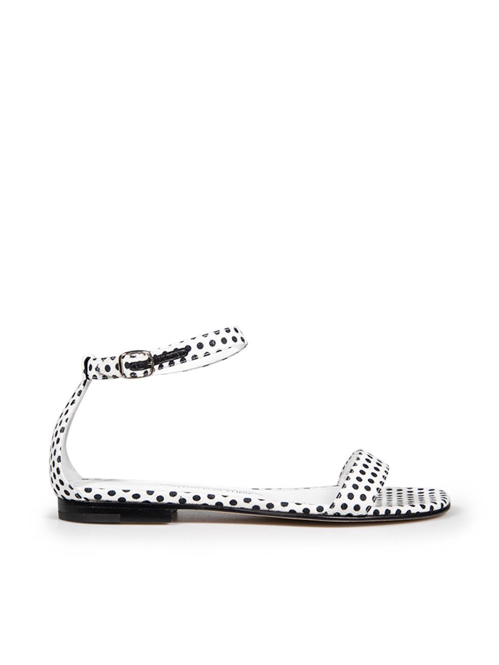 Manolo Blahnik Polka Dot Ankle Strap Flat Sandals Size US 7 / IT 37 - 1 Thumbnail