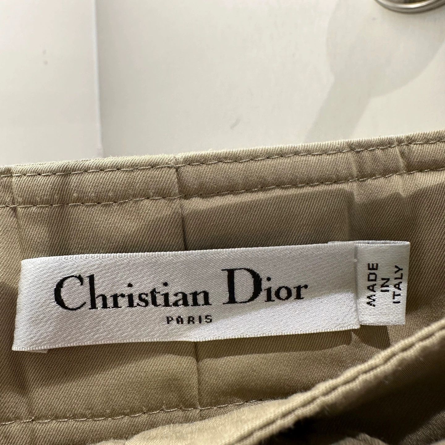 Christian Dior Monsieur Christian Dior may75 25 Khaki Logo Tie Skirt Cotton 36 Size 26" / US 2 / IT 38 - 3 Thumbnail