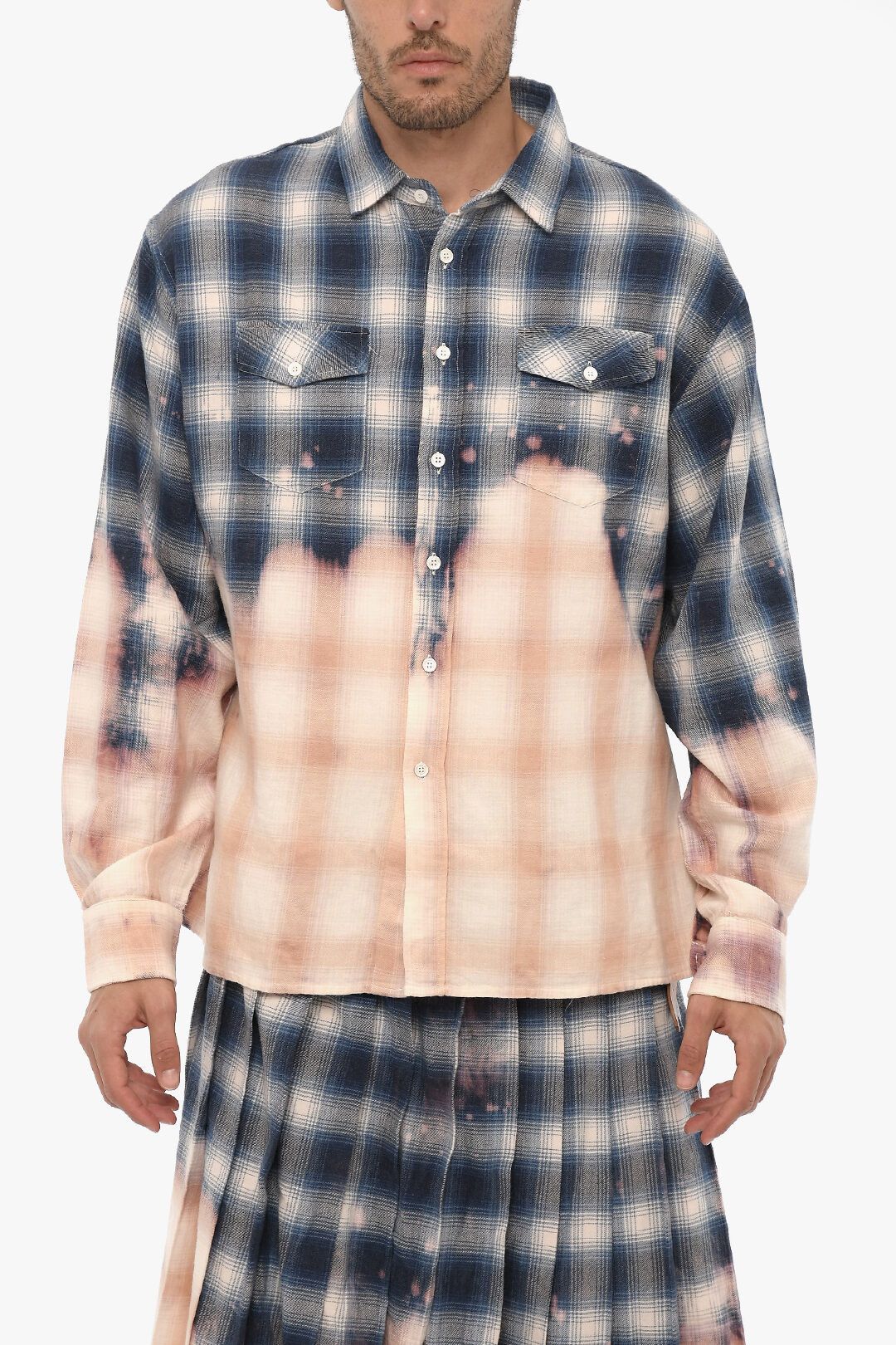 image of 1989 Studio Og1Mm0423 Check Shirt In Blue, Men's (Size Medium)