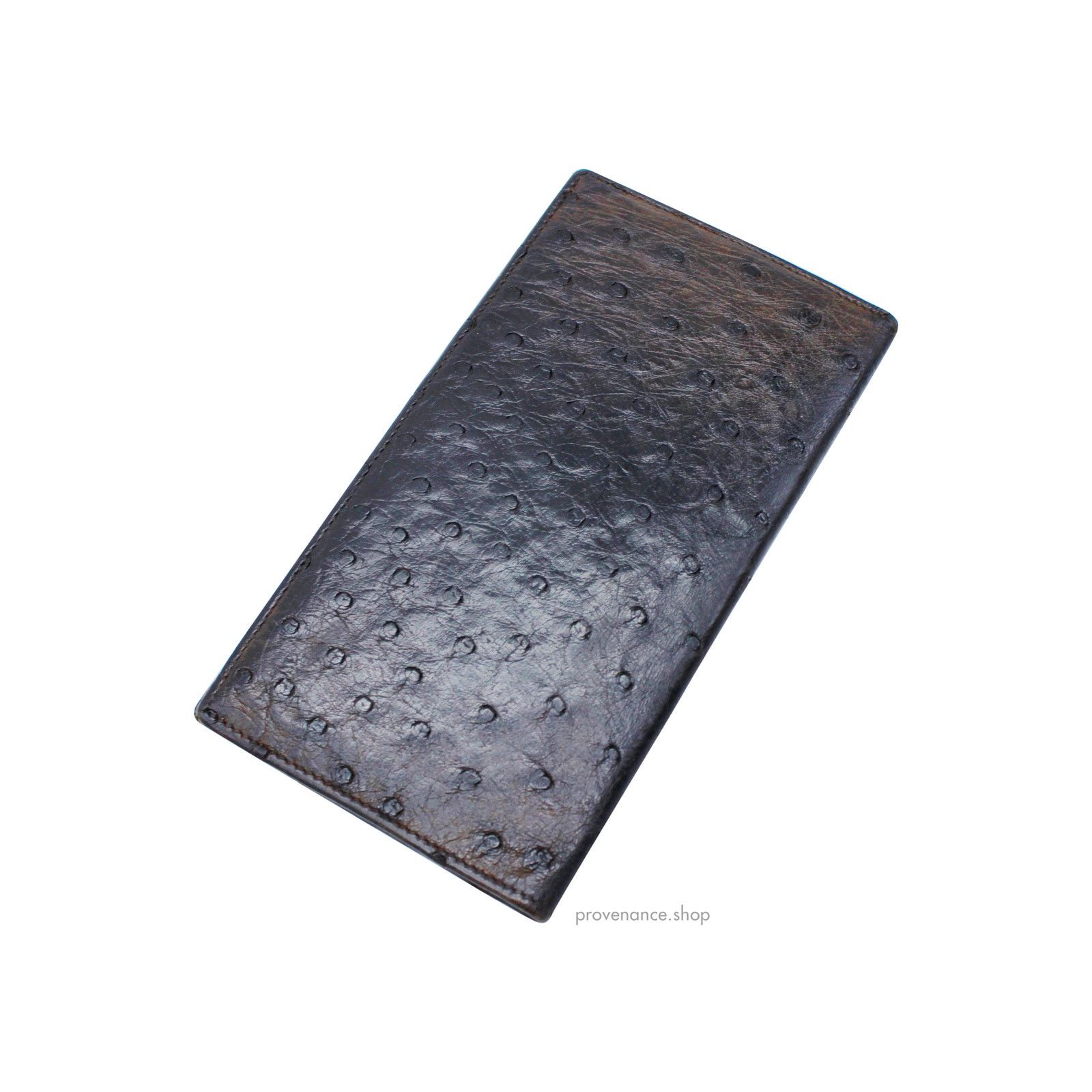 Gucci 🔴 Gucci Long Wallet - Olive Brown Ostrich Leather Size ONE SIZE - 6 Thumbnail