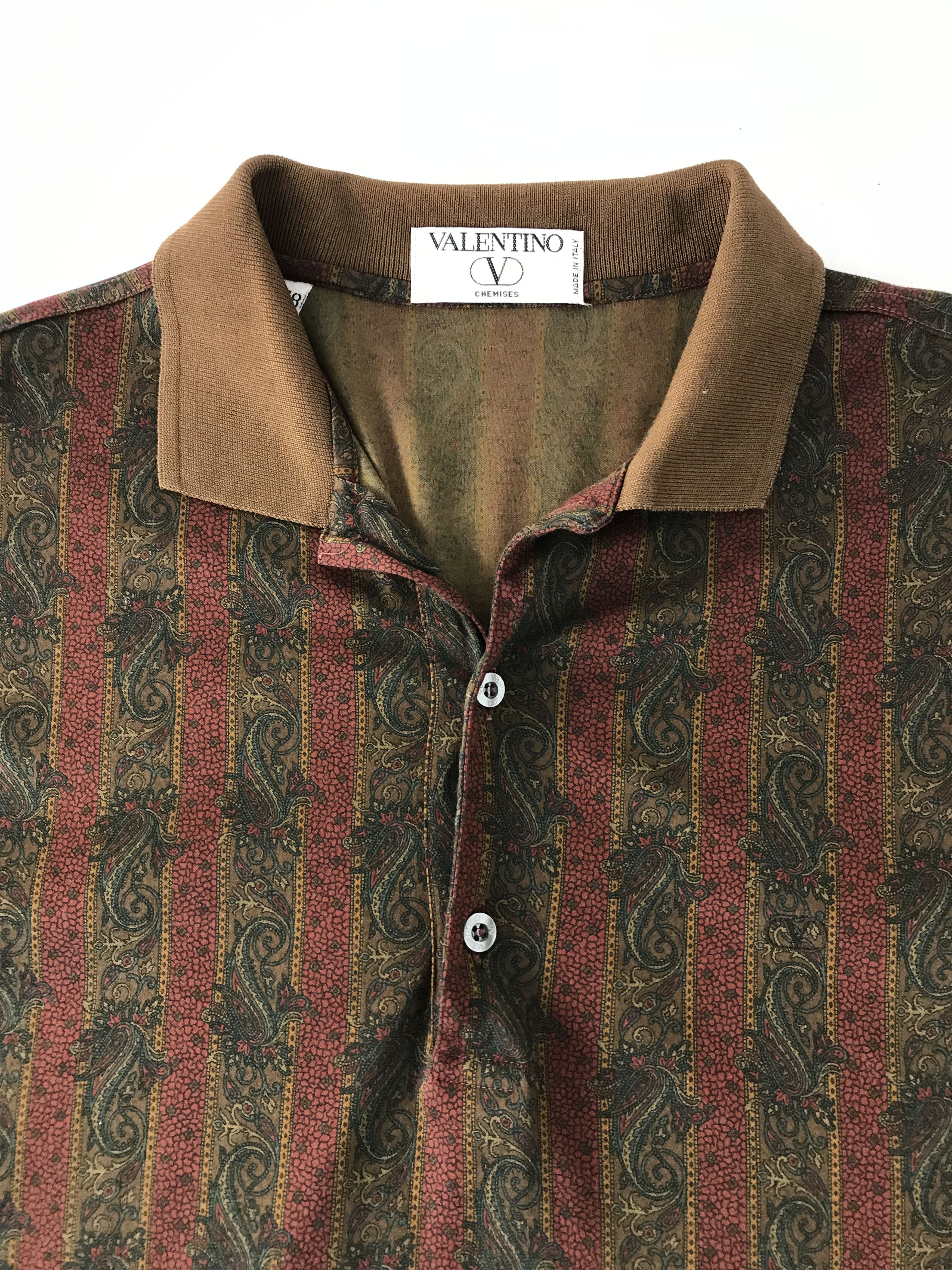 Valentino Vtg Valentino Chemises Paisley Art Full Print Polo Shirt Size US M / EU 48-50 / 2 - 4 Thumbnail