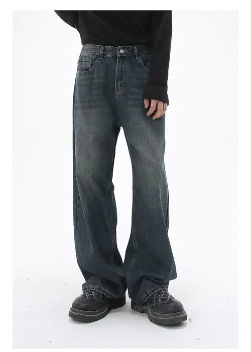 Japanese Brand × Jean Pants Washed distressed blue loose straight casual jeans Size US 33 - 3 Thumbnail