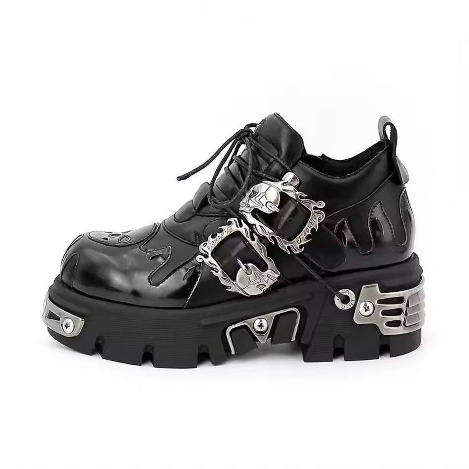 Other Gothic Punk Motorcycle Platform Metal Split Leather Boots Size US 10.5 / EU 43-44 - 4 Thumbnail