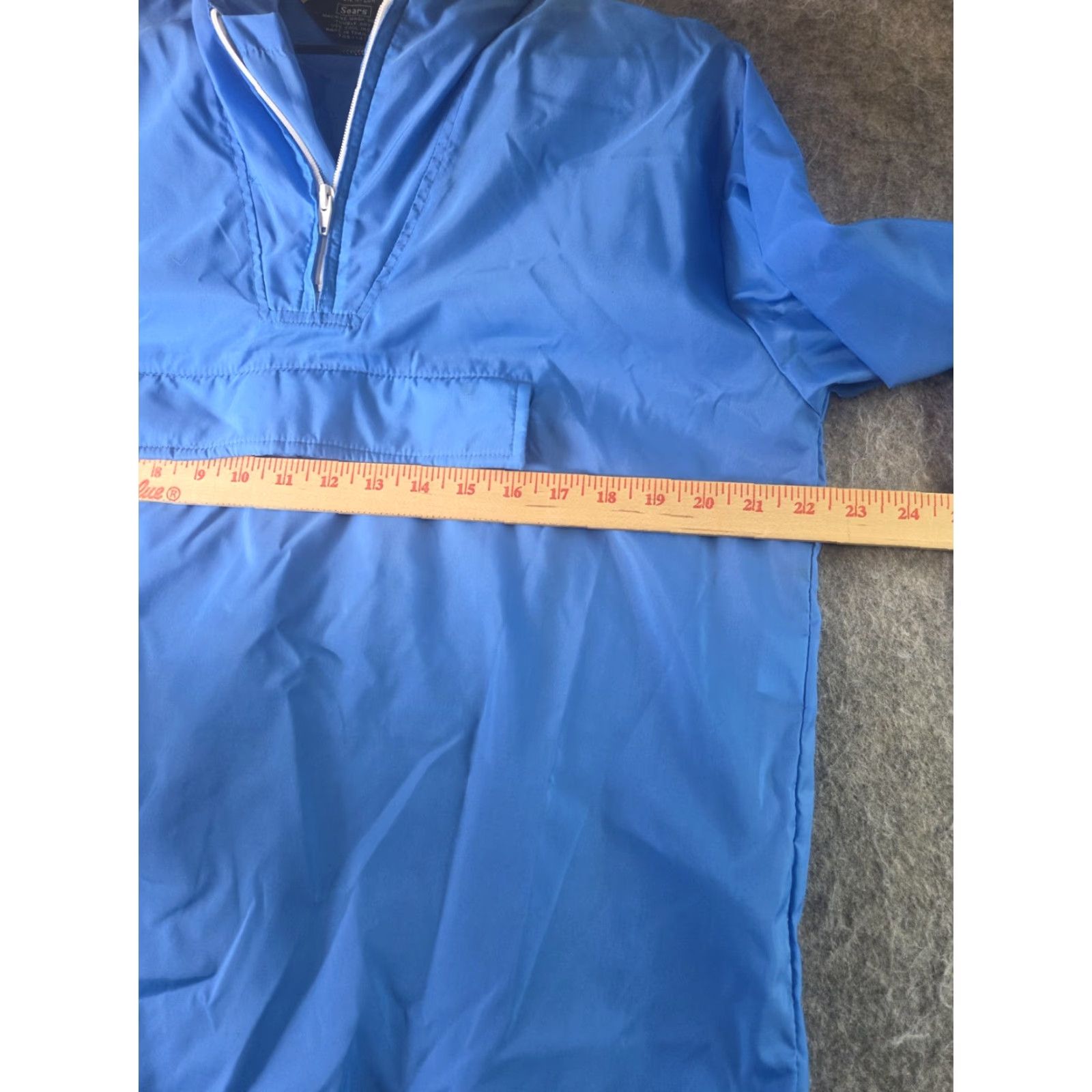 Sears VINTAGE Sears Windbreaker Half-Zip Hooded Blue Lightweight Sz Large Mens Regular 80s 90s Zip Pocket Nylon Size US L / EU 52-54 / 3 - 6 Thumbnail