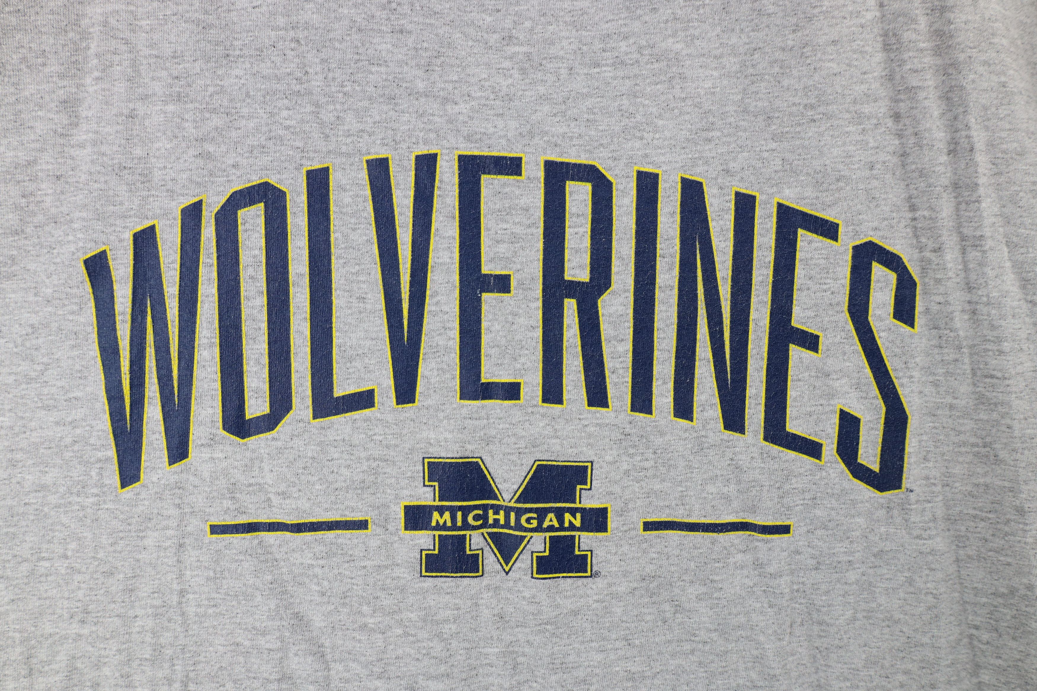 Vintage Vintage 90s University of Michigan Short Sleeve T-Shirt Gray Size US XXL / EU 58 / 5 - 4 Thumbnail