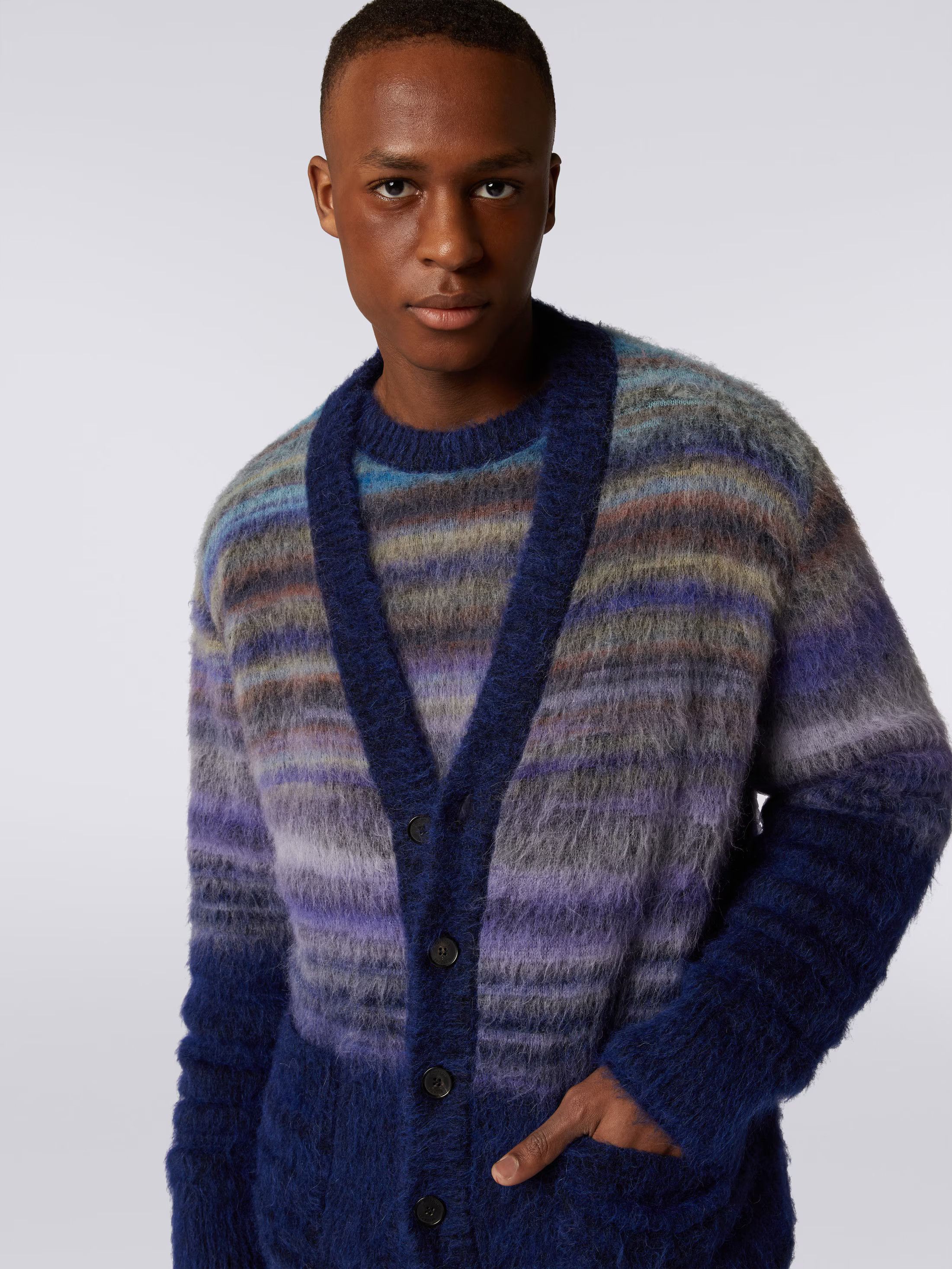 Missoni o1mle1025 Degrade Slub Wool Cardigan in Multicolor Size US M / EU 48-50 / 2 - 4 Thumbnail